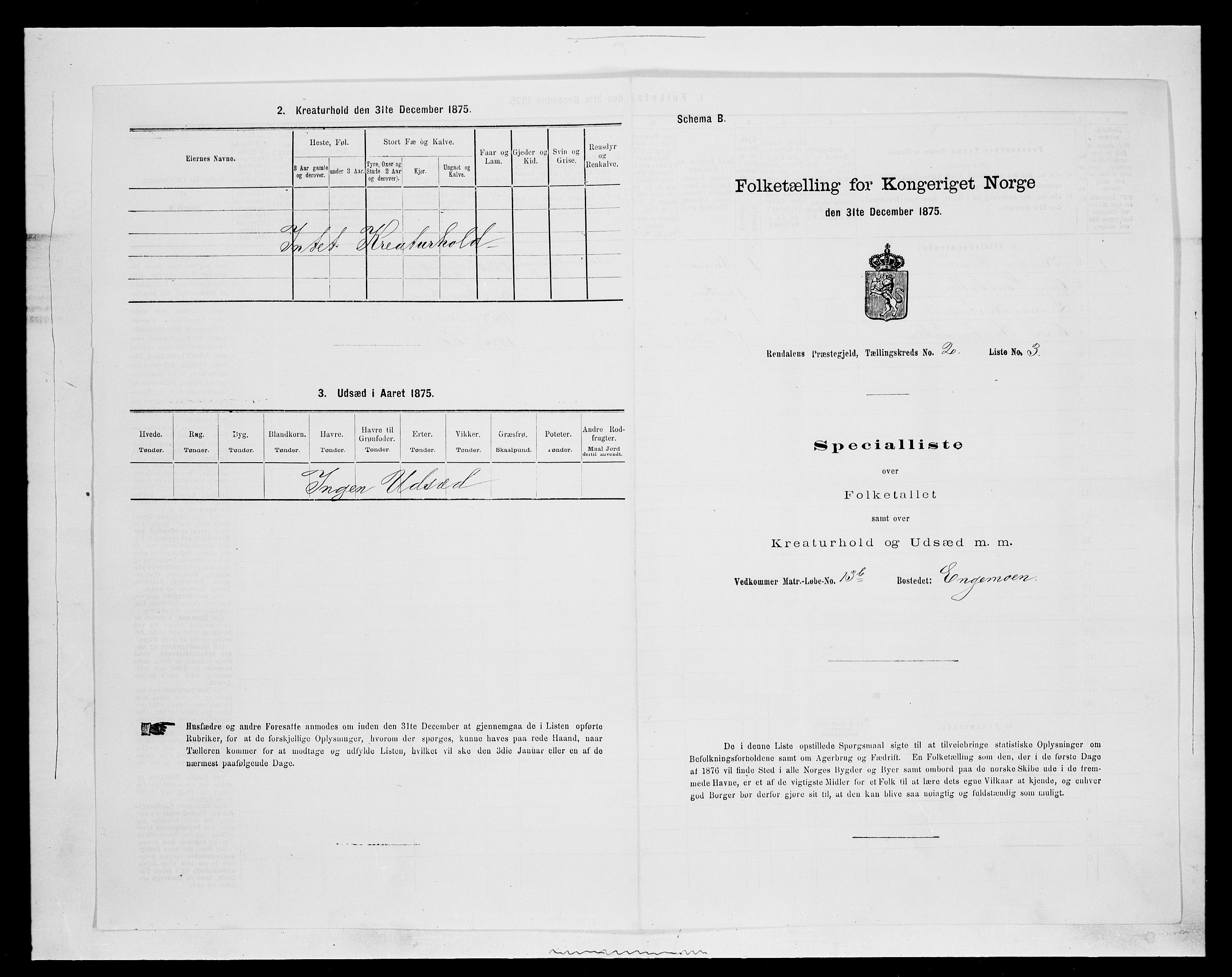 SAH, 1875 census for 0432P Rendalen, 1875, p. 216