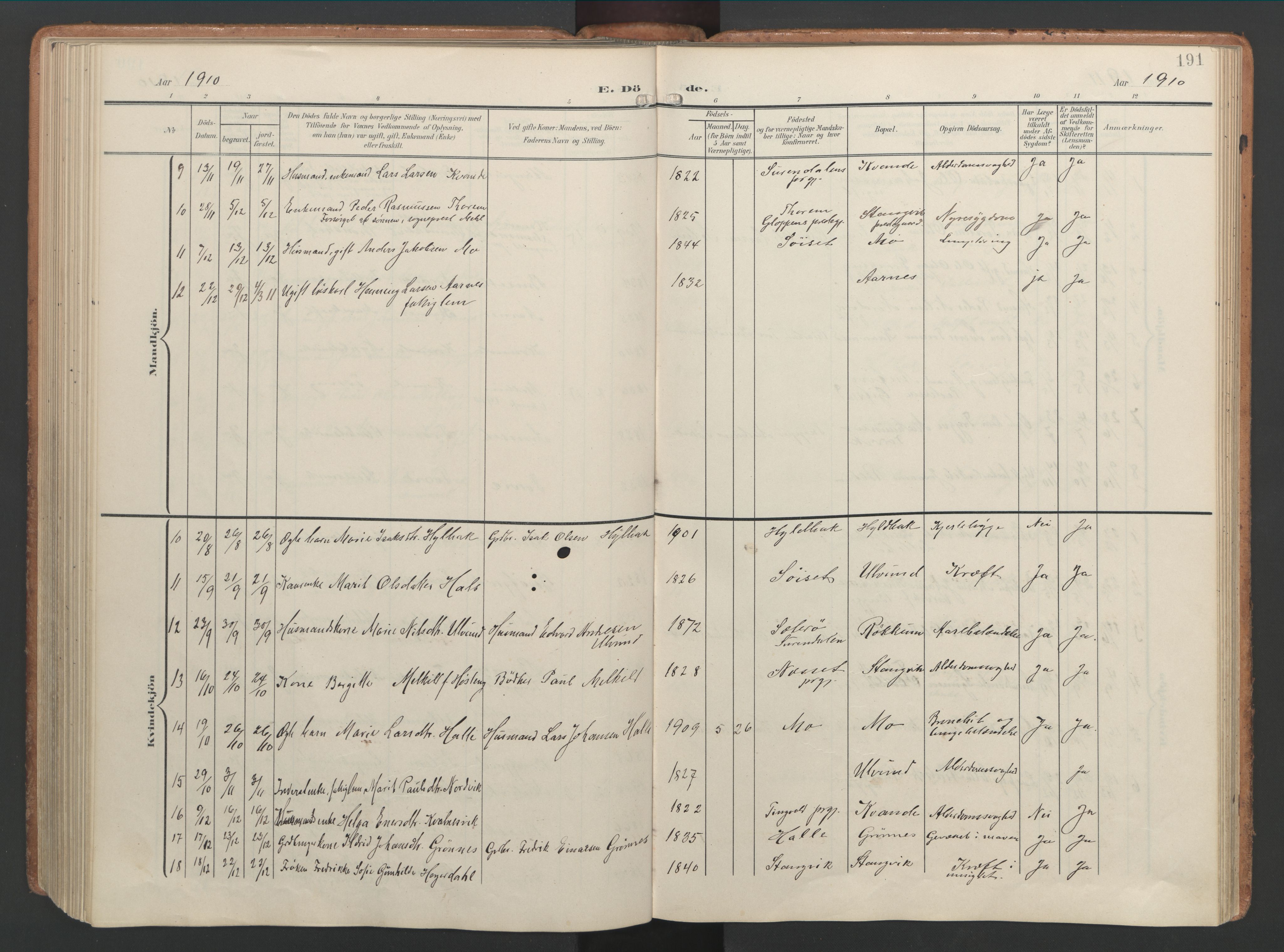 Ministerialprotokoller, klokkerbøker og fødselsregistre - Møre og Romsdal, AV/SAT-A-1454/592/L1030: Parish register (official) no. 592A08, 1901-1925, p. 191