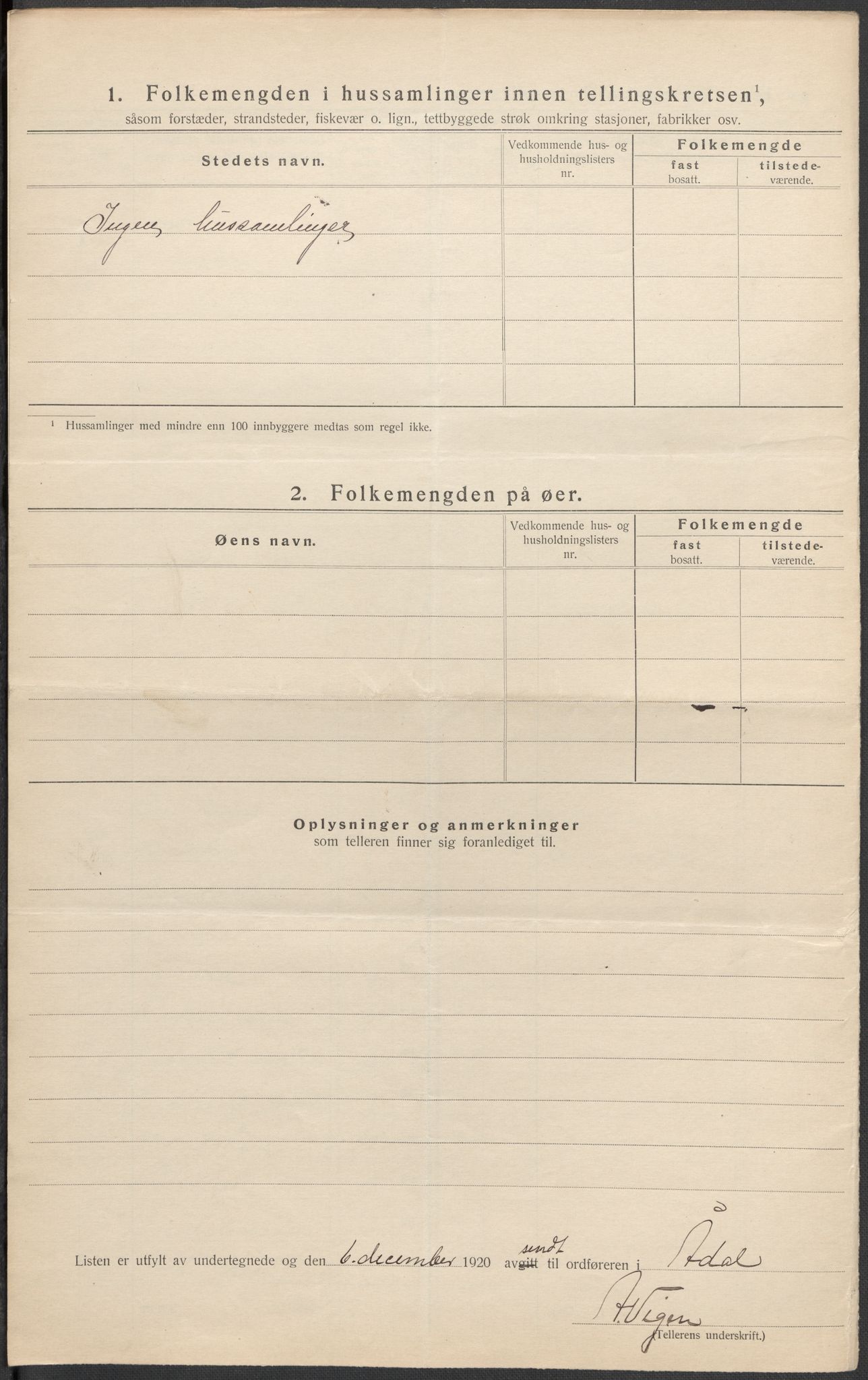 SAKO, 1920 census for Ådal, 1920, p. 17