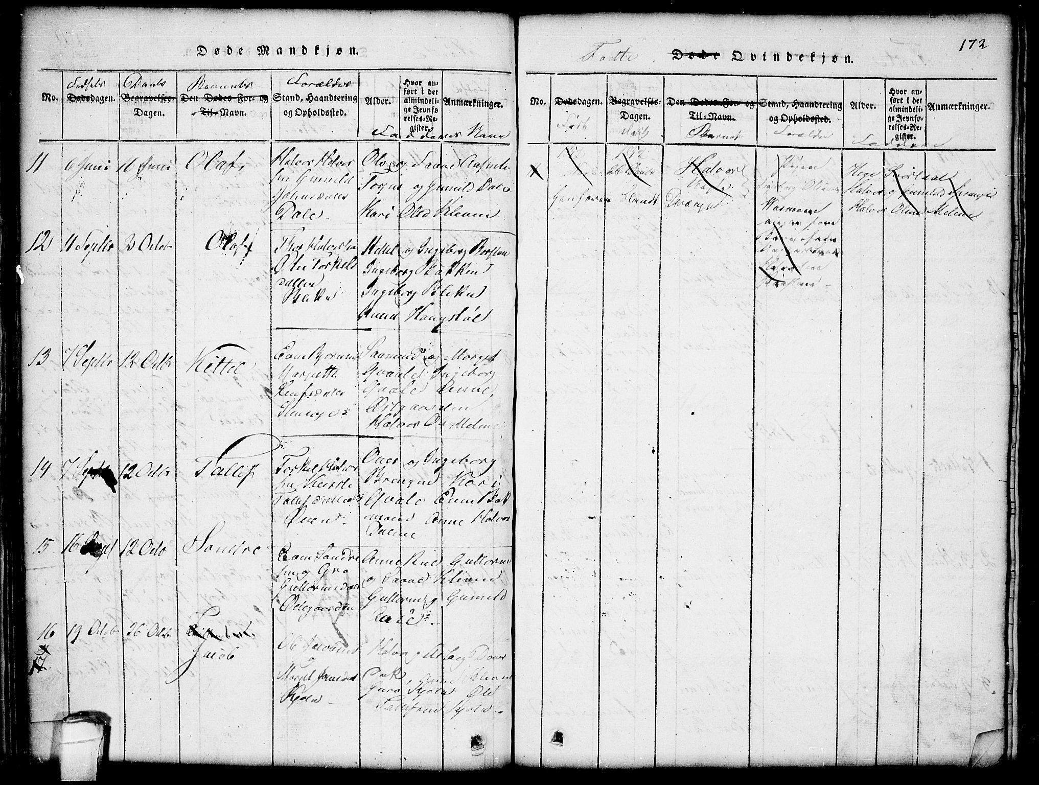 Seljord kirkebøker, SAKO/A-20/G/Gb/L0002: Parish register (copy) no. II 2, 1815-1854, p. 172