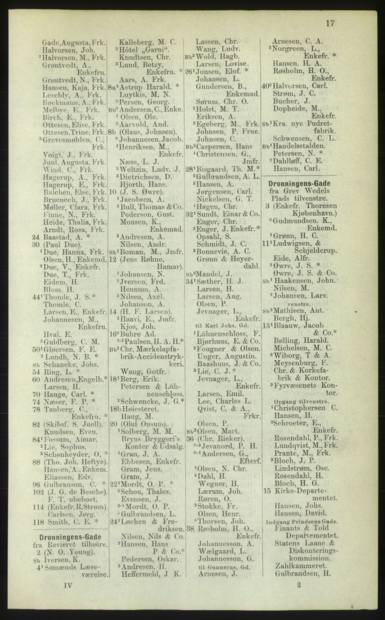 Kristiania/Oslo adressebok, PUBL/-, 1882, p. 17