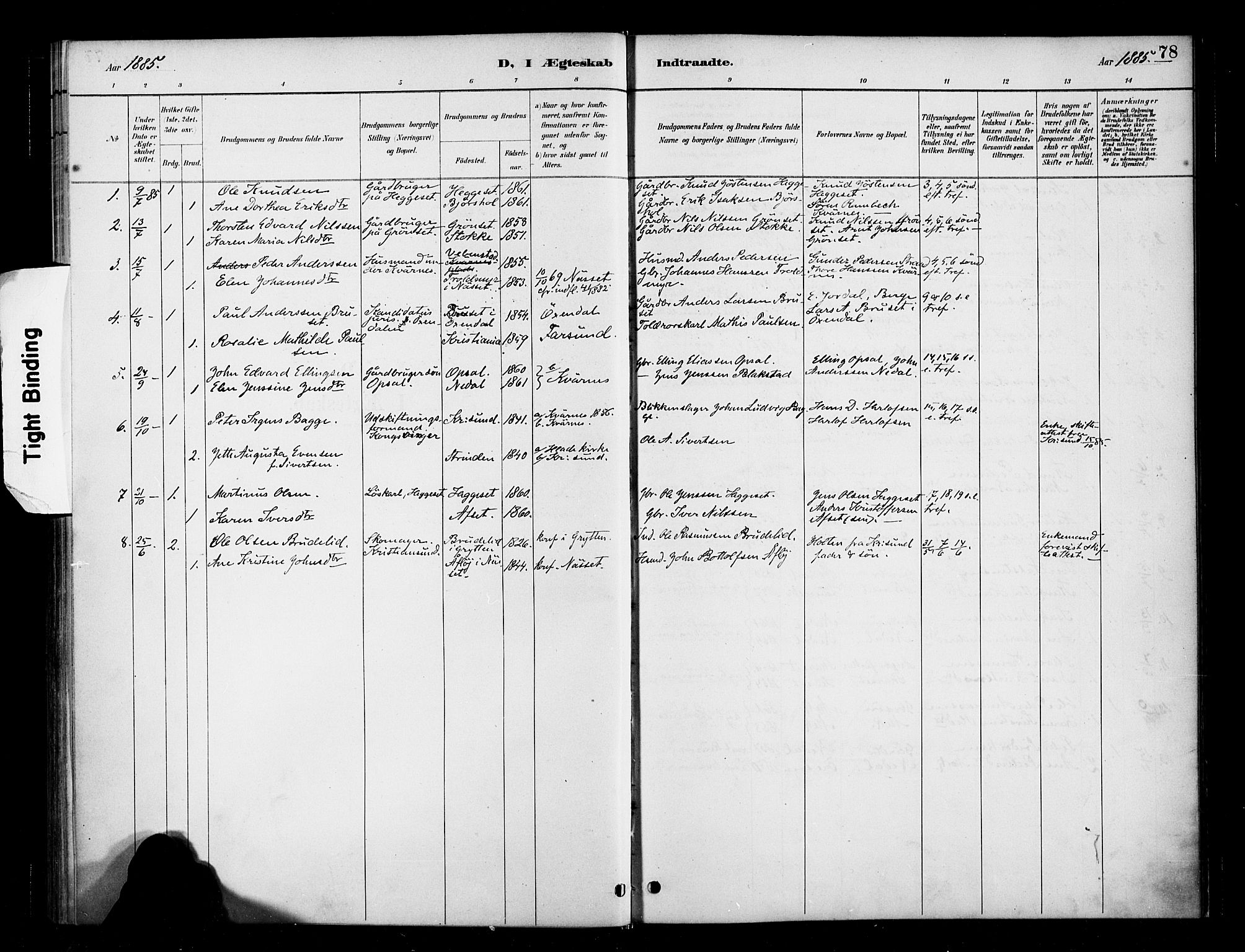 Ministerialprotokoller, klokkerbøker og fødselsregistre - Møre og Romsdal, SAT/A-1454/568/L0809: Parish register (official) no. 568A13, 1884-1900, p. 78