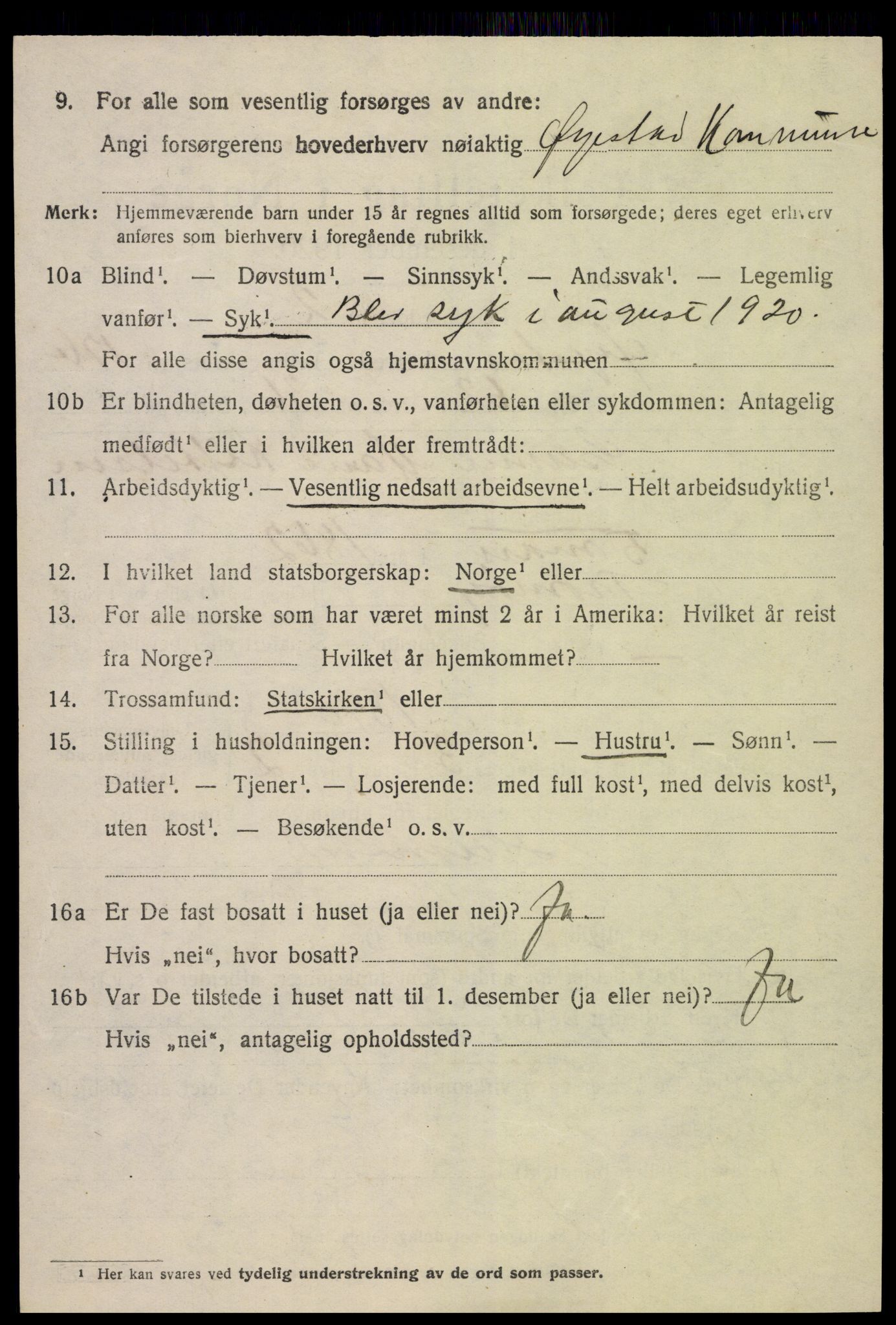 SAK, 1920 census for Øyestad, 1920, p. 8109