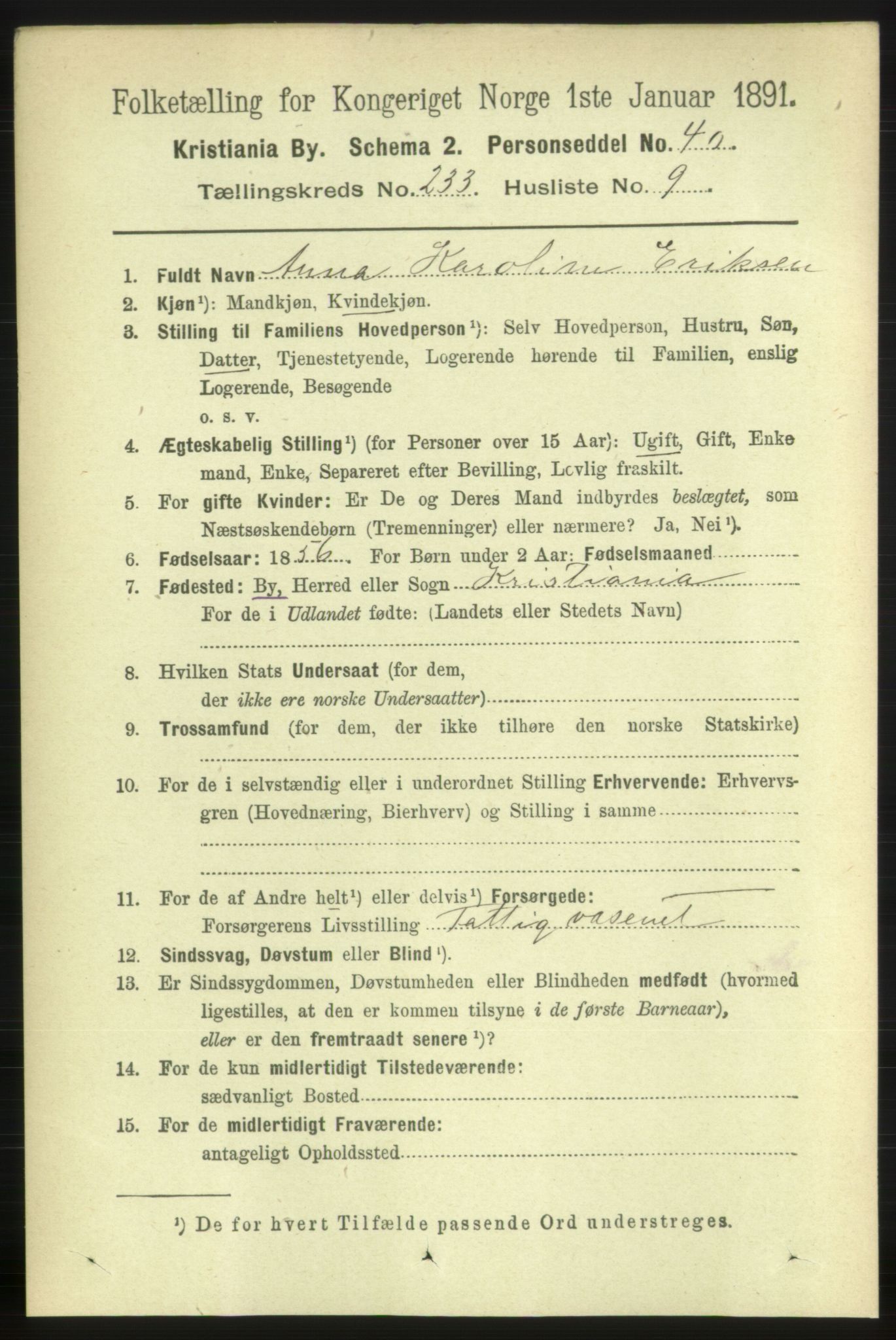 RA, 1891 census for 0301 Kristiania, 1891, p. 143274