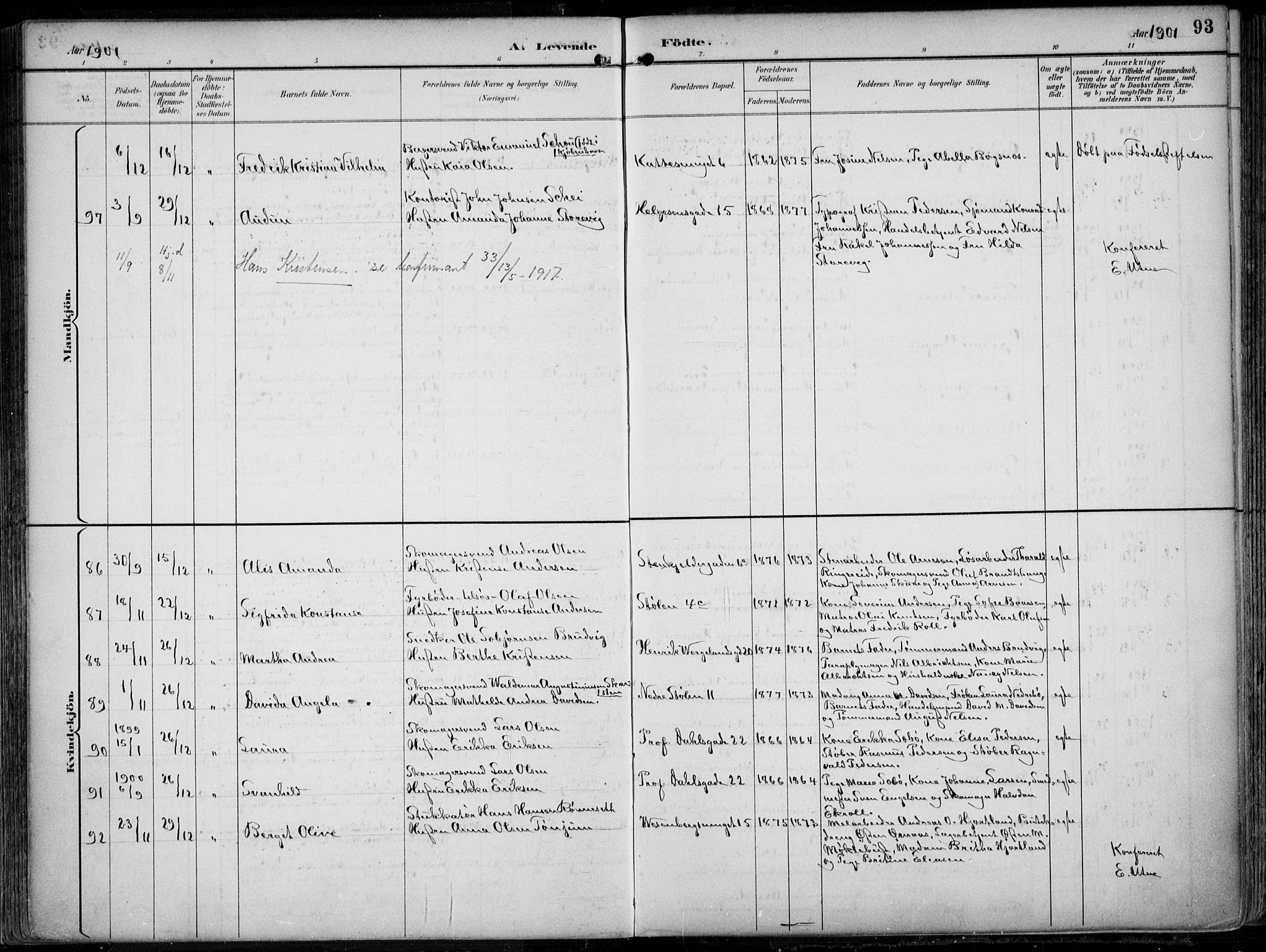 Mariakirken Sokneprestembete, AV/SAB-A-76901/H/Hab/L0005: Parish register (copy) no. A 5, 1893-1913, p. 93