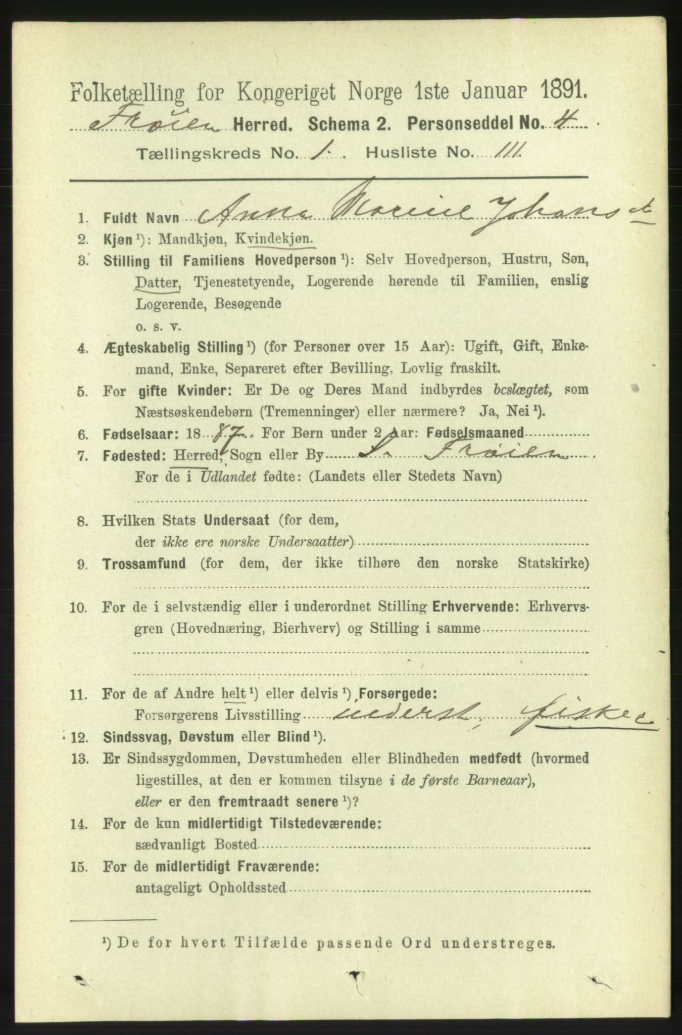 RA, 1891 census for 1619 Frøya, 1891, p. 883