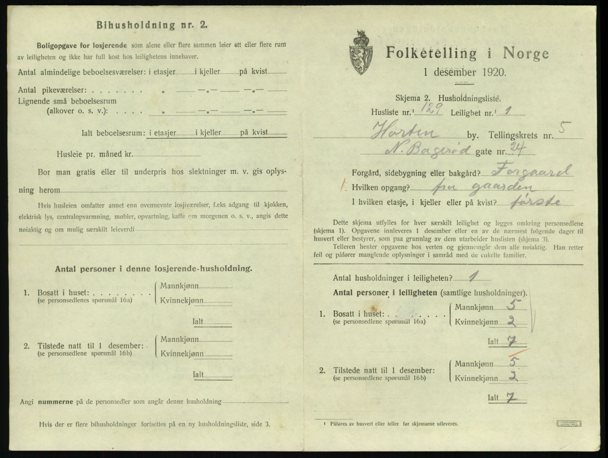 SAKO, 1920 census for Horten, 1920, p. 6107