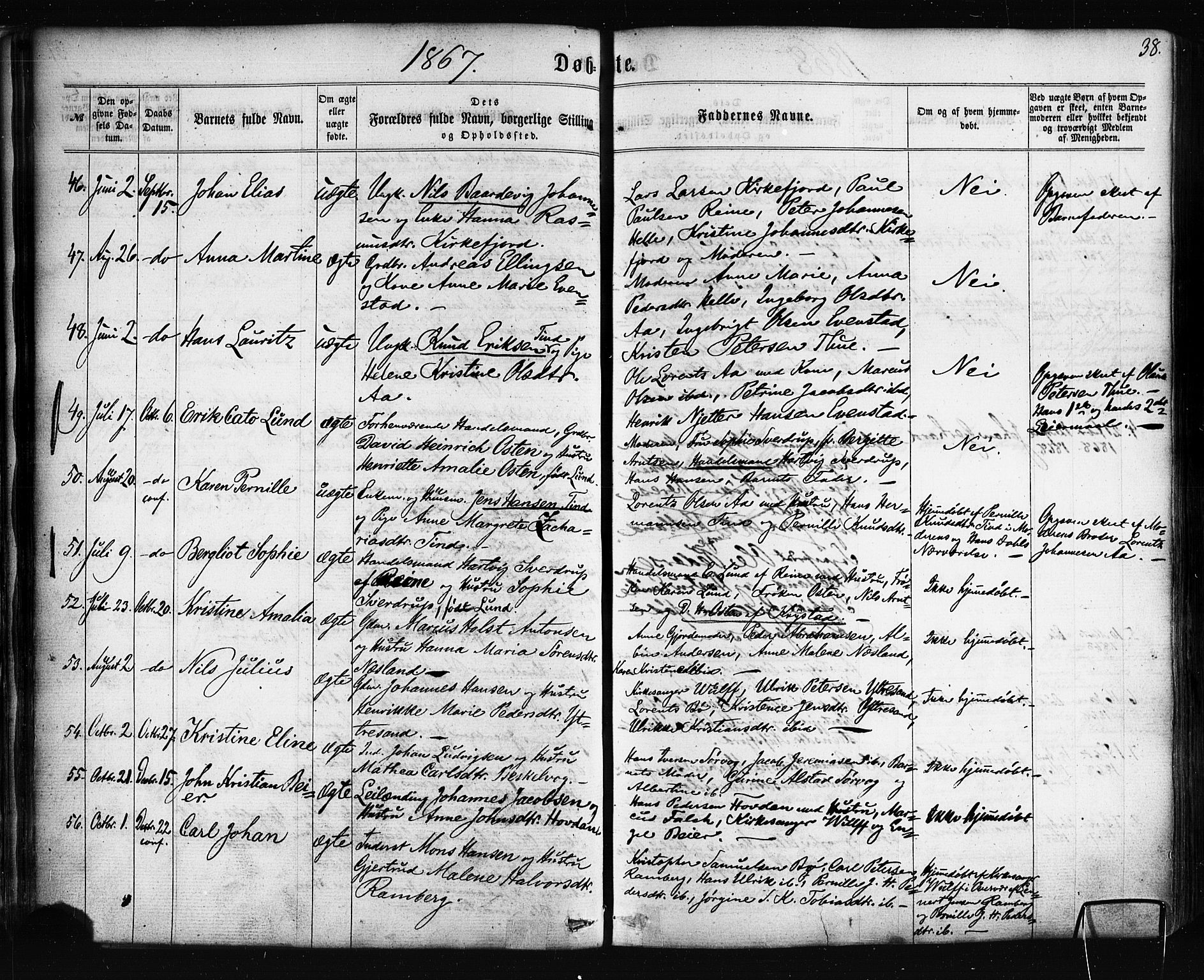 Ministerialprotokoller, klokkerbøker og fødselsregistre - Nordland, AV/SAT-A-1459/885/L1203: Parish register (official) no. 885A04, 1859-1877, p. 38