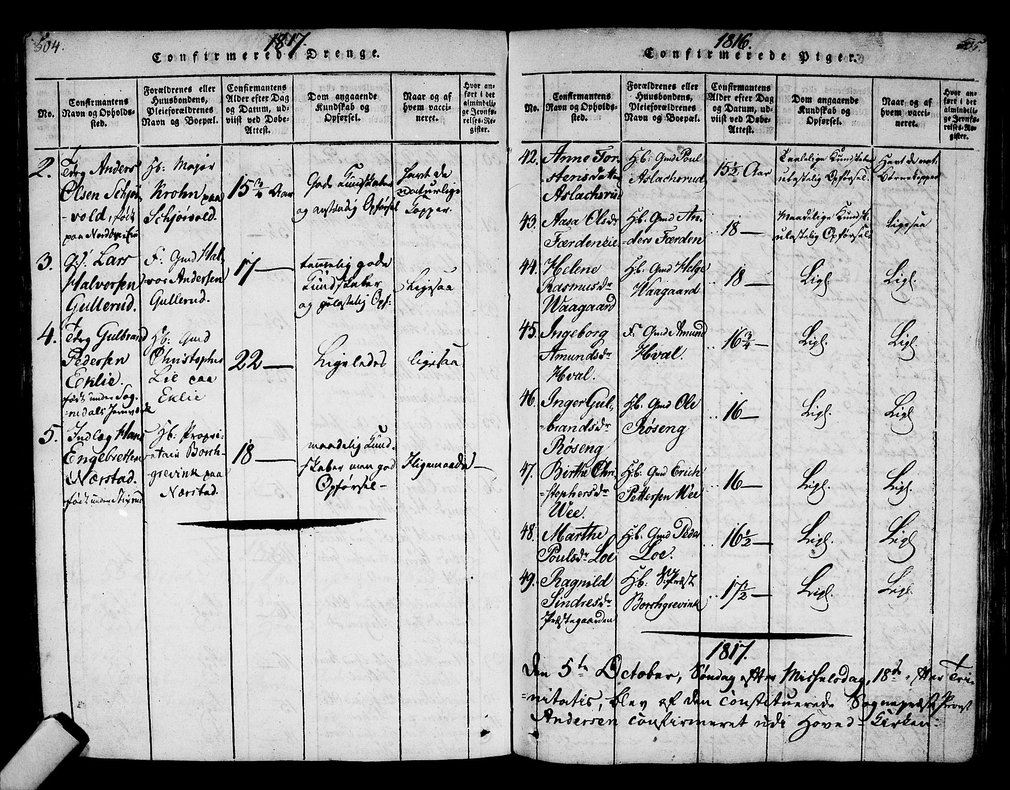 Norderhov kirkebøker, AV/SAKO-A-237/F/Fa/L0008: Parish register (official) no. 8, 1814-1833, p. 504-505