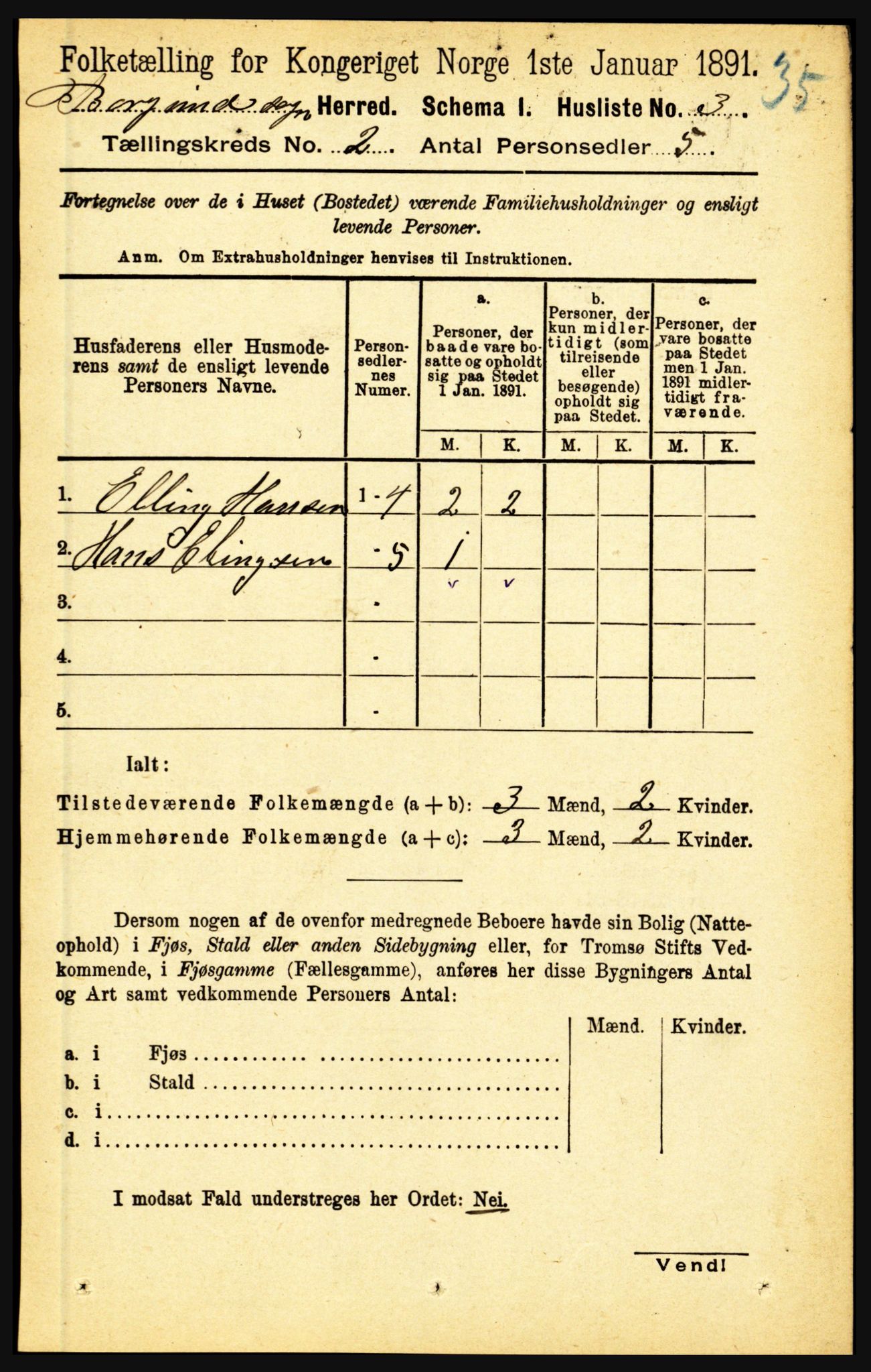 RA, 1891 census for 1423 Borgund, 1891, p. 264