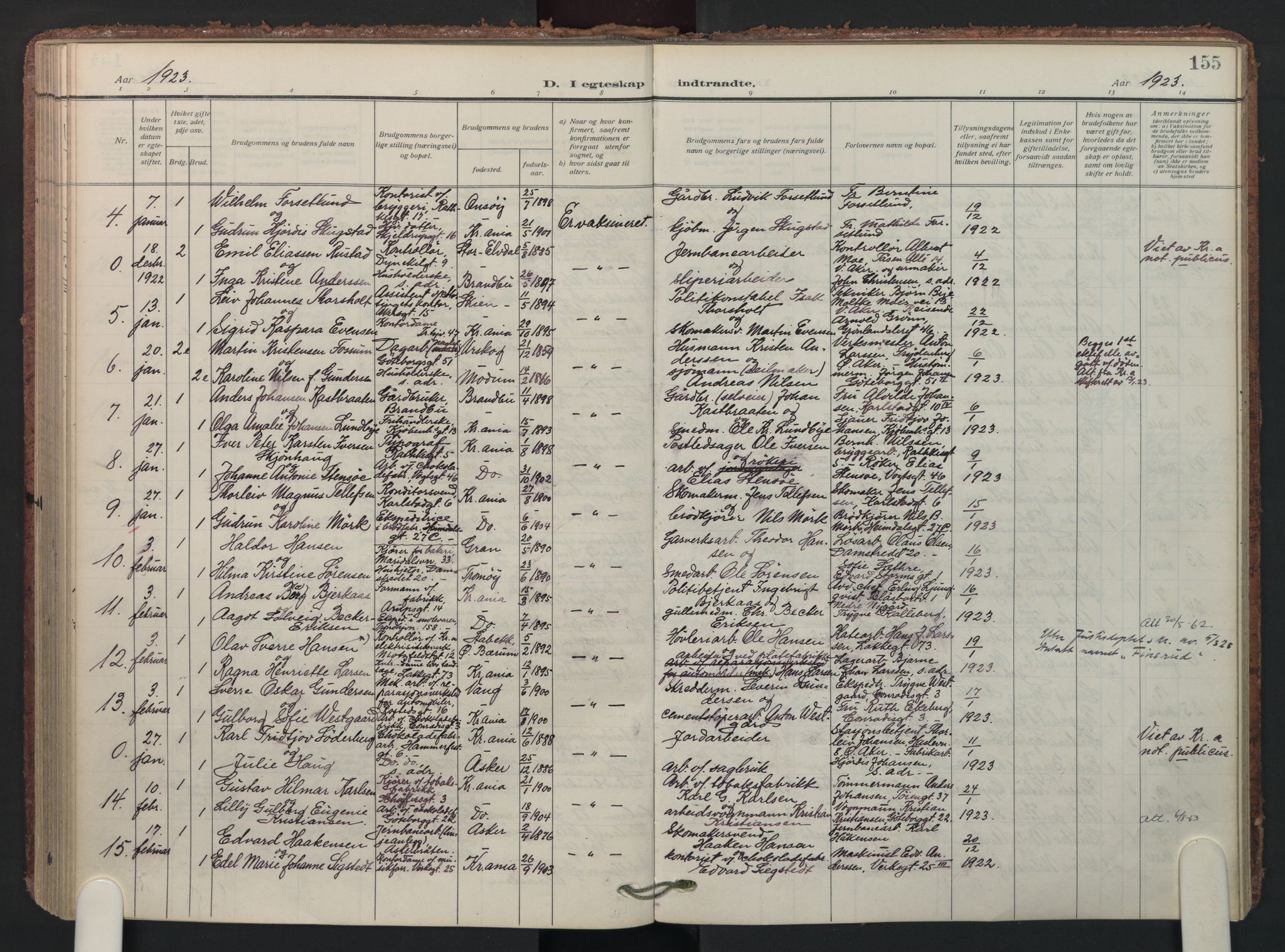 Petrus prestekontor Kirkebøker, AV/SAO-A-10872/F/Fa/L0013: Parish register (official) no. 13, 1911-1925, p. 155