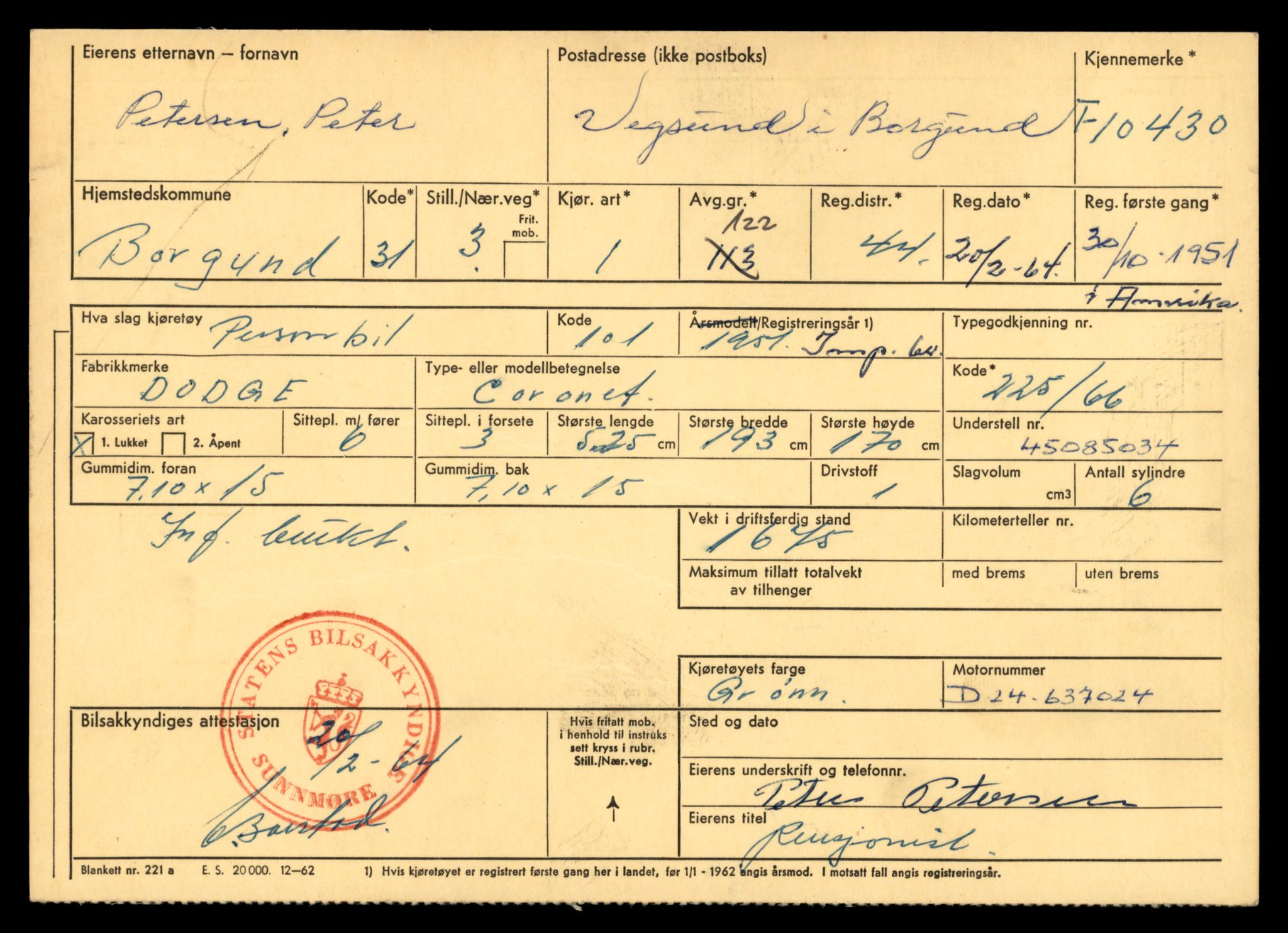 Møre og Romsdal vegkontor - Ålesund trafikkstasjon, SAT/A-4099/F/Fe/L0020: Registreringskort for kjøretøy T 10351 - T 10470, 1927-1998, p. 2228