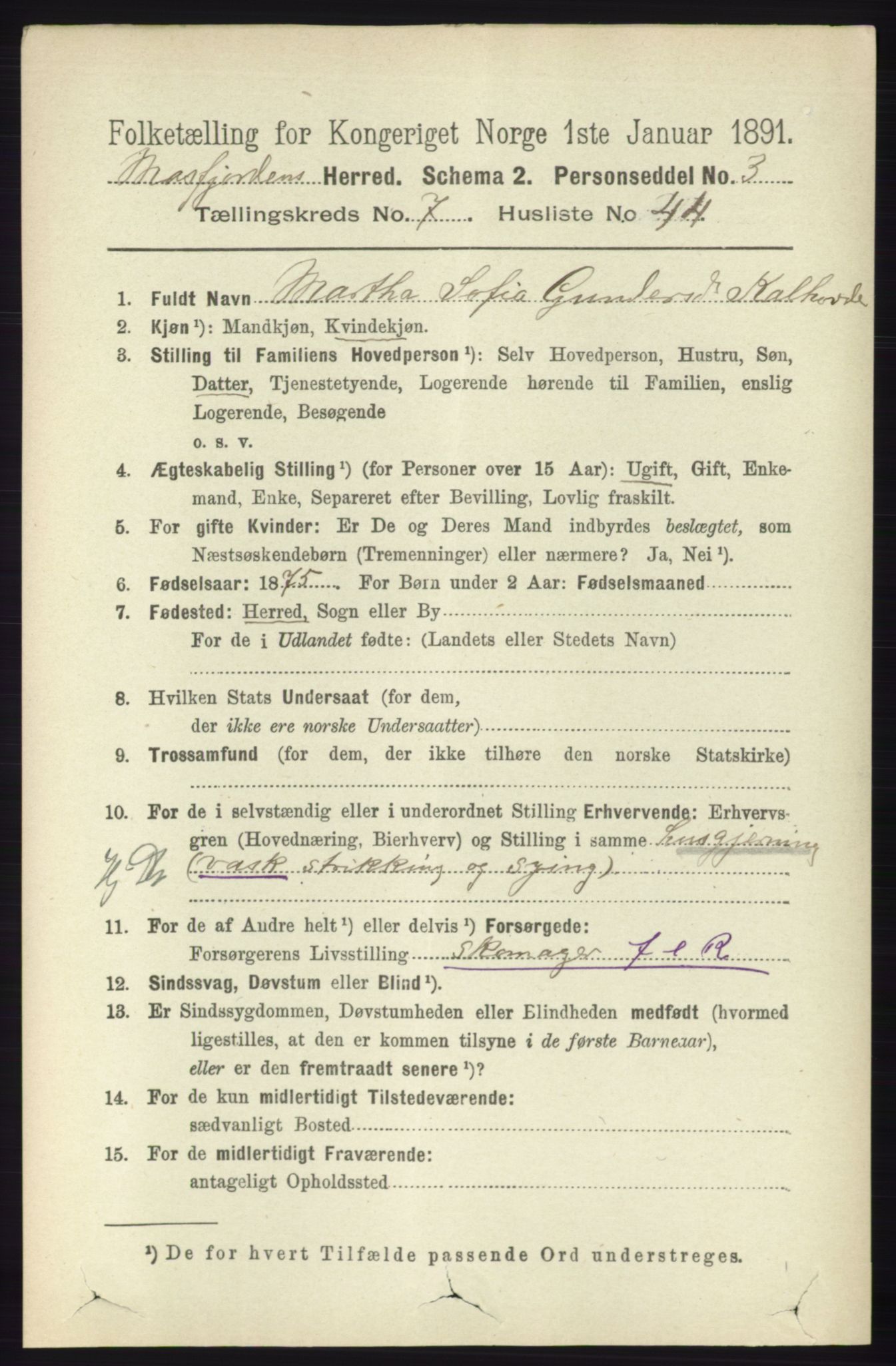 RA, 1891 census for 1266 Masfjorden, 1891, p. 1506