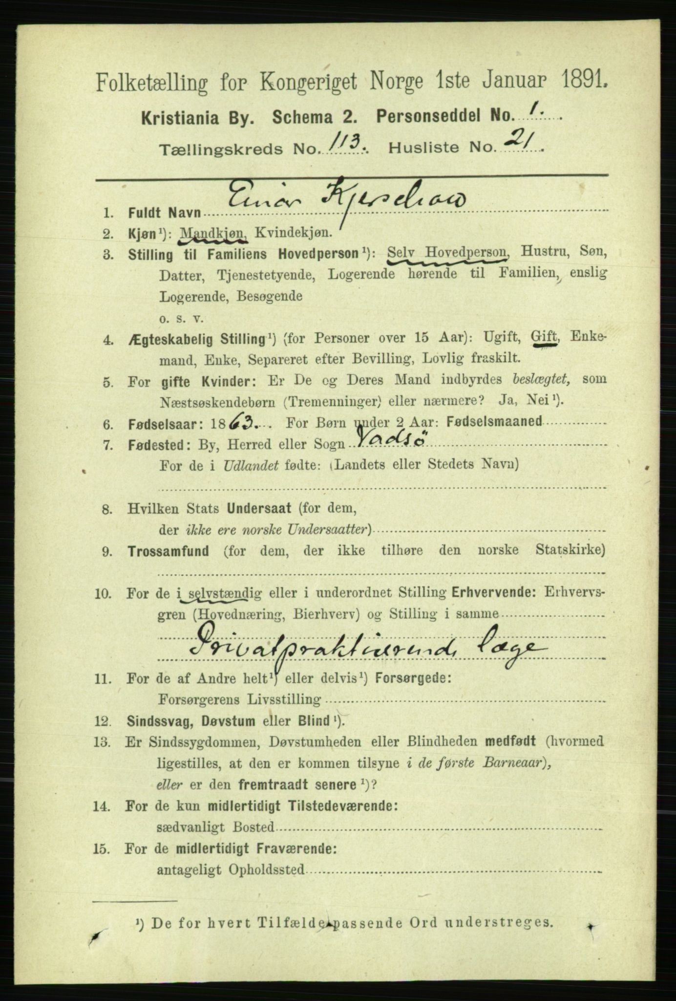 RA, 1891 census for 0301 Kristiania, 1891, p. 60640