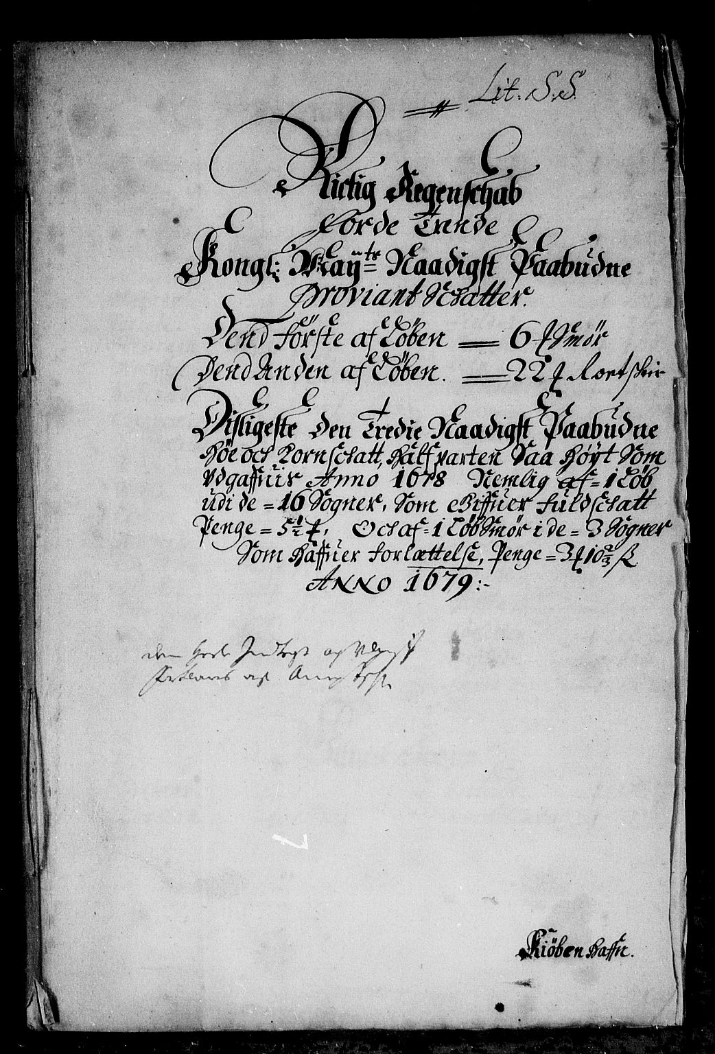 Rentekammeret inntil 1814, Reviderte regnskaper, Stiftamtstueregnskaper, Bergen stiftamt, RA/EA-6043/R/Rc/L0055: Bergen stiftamt, 1679