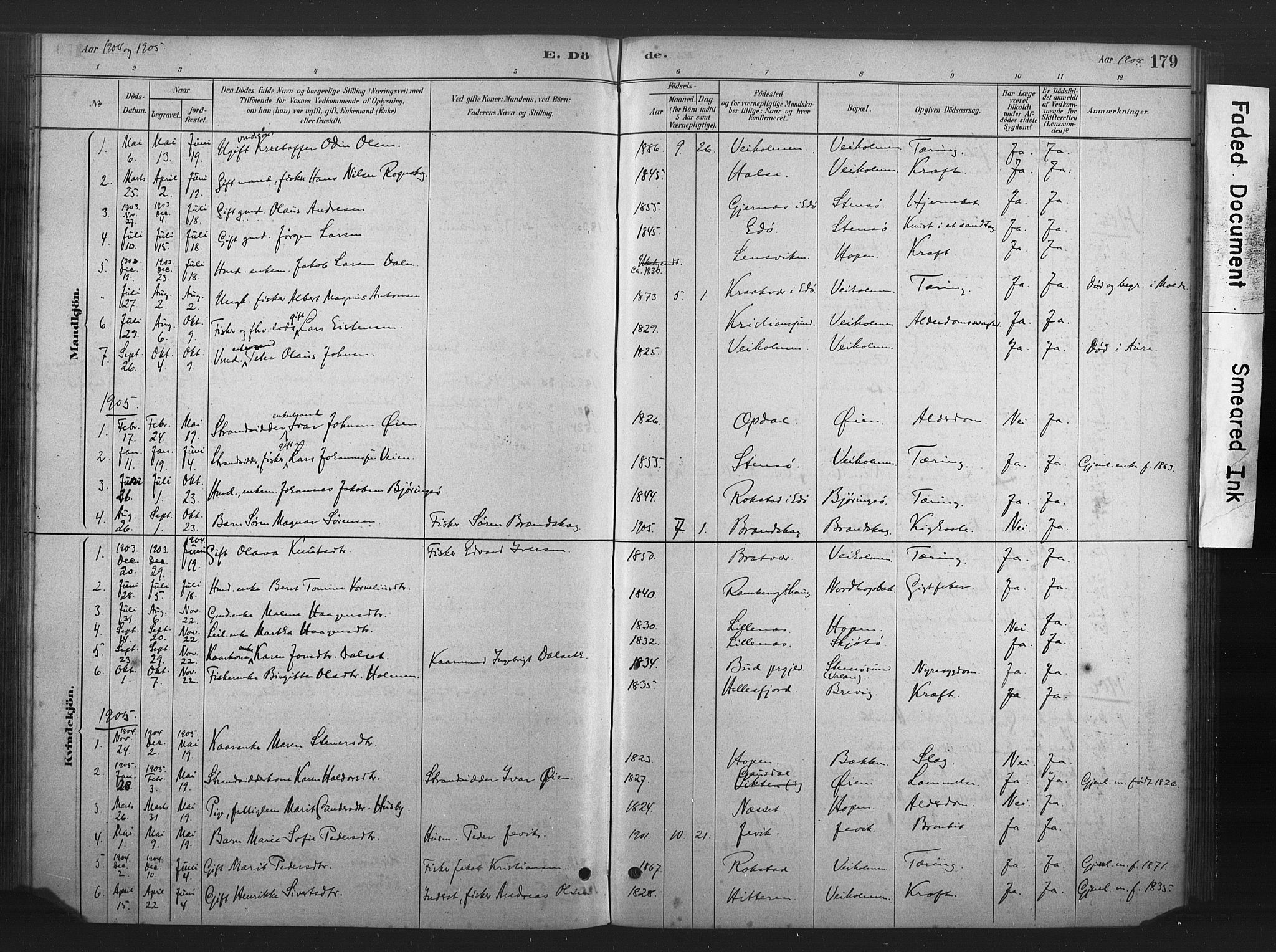 Ministerialprotokoller, klokkerbøker og fødselsregistre - Møre og Romsdal, AV/SAT-A-1454/583/L0954: Parish register (official) no. 583A01, 1880-1906, p. 179