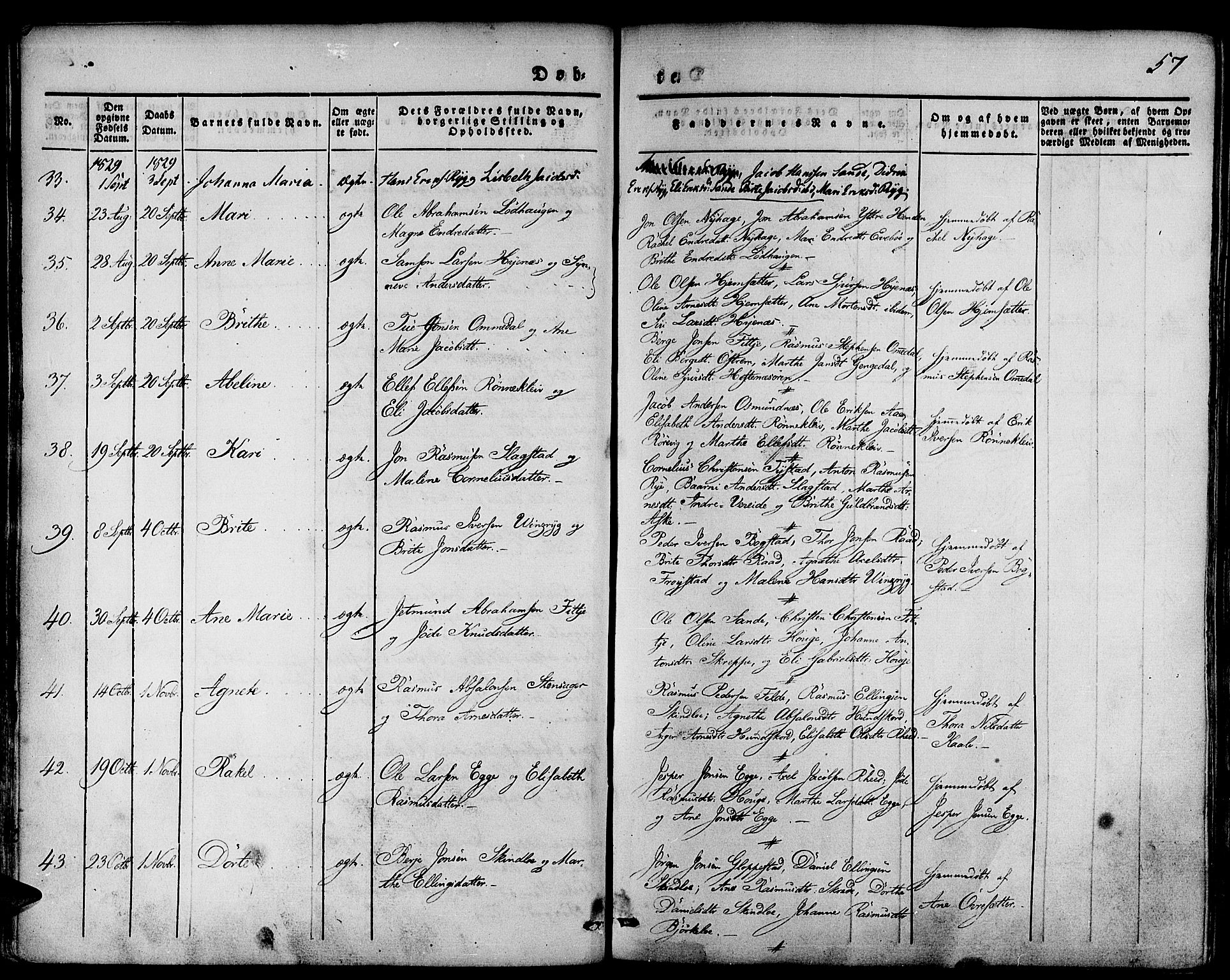 Gloppen sokneprestembete, AV/SAB-A-80101/H/Haa/Haaa/L0007: Parish register (official) no. A 7, 1827-1837, p. 57