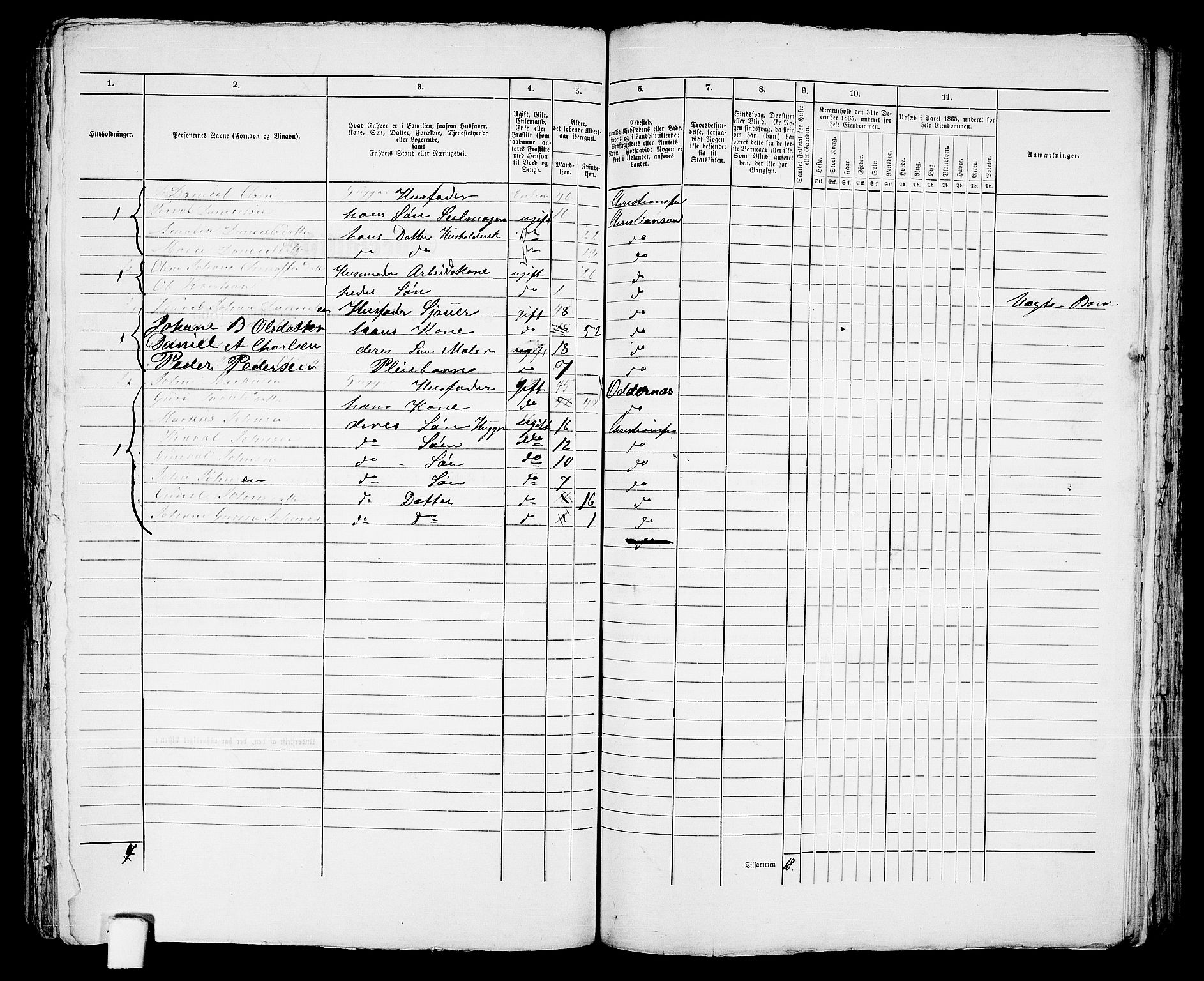 RA, 1865 census for Kristiansand, 1865, p. 1446