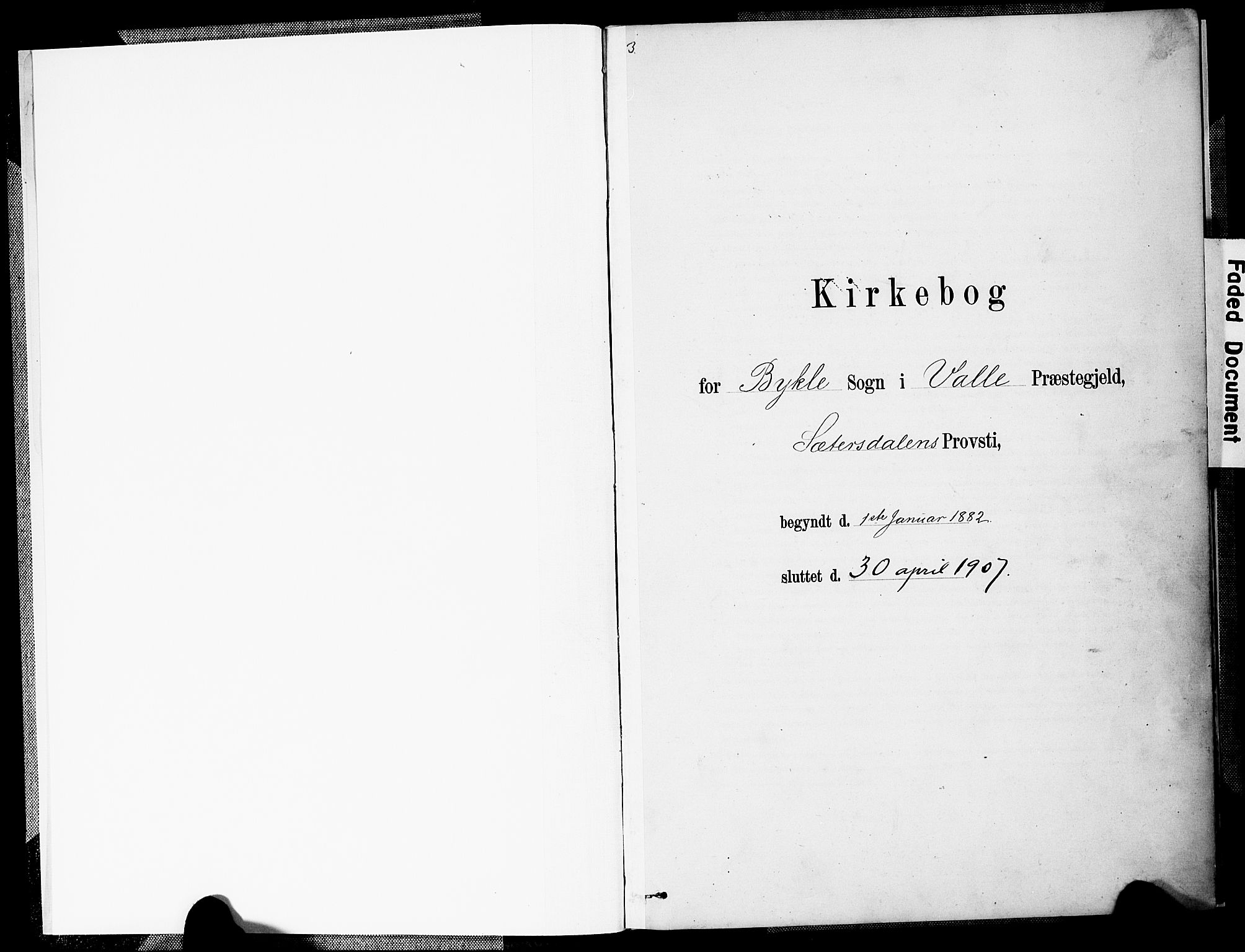 Valle sokneprestkontor, AV/SAK-1111-0044/F/Fa/Faa/L0001: Parish register (official) no. A 1, 1882-1907