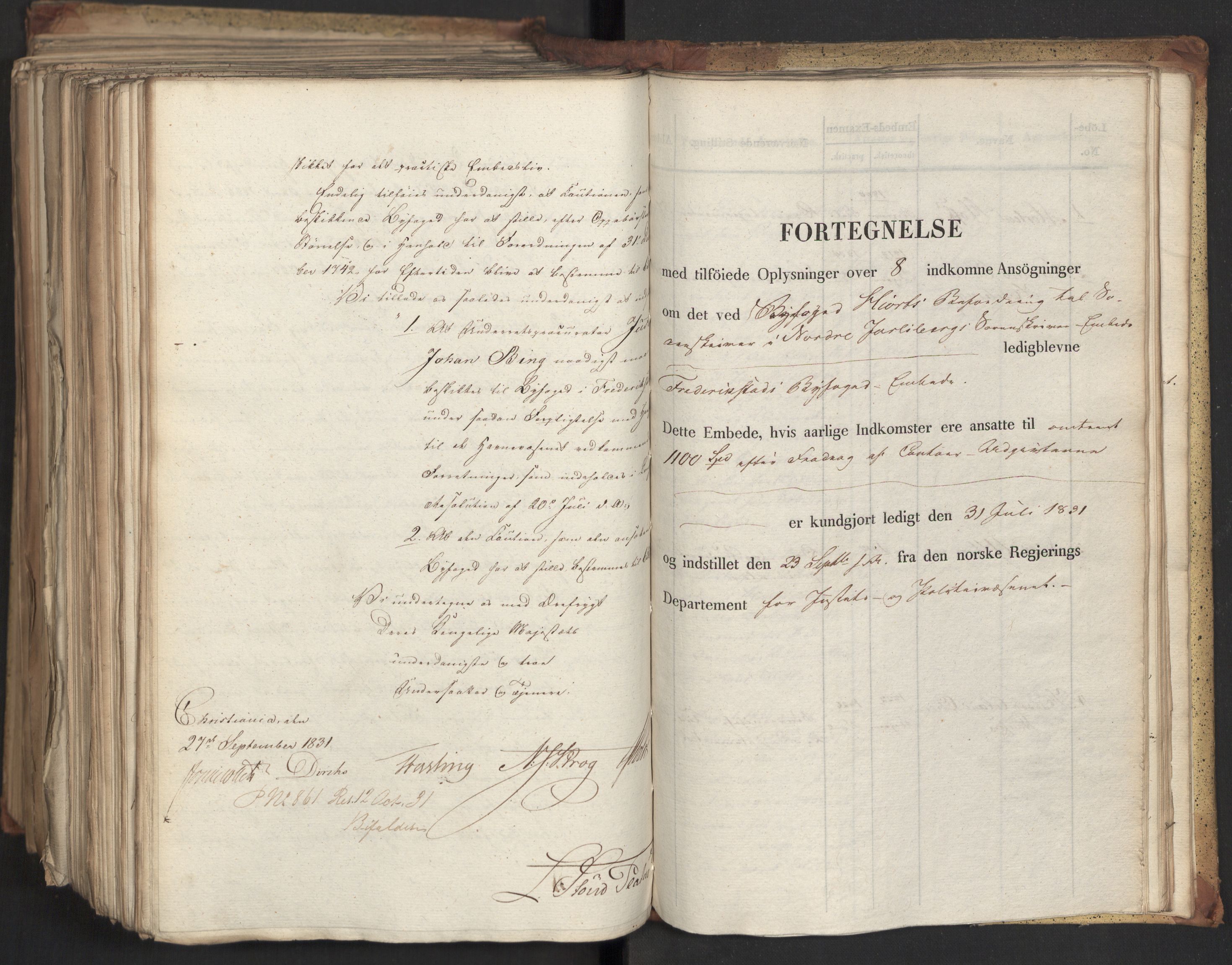 Statsrådsavdelingen i Stockholm, RA/S-1003/D/Da/L0073: Regjeringsinnstillinger nr. 1534-1699, 1831, p. 601