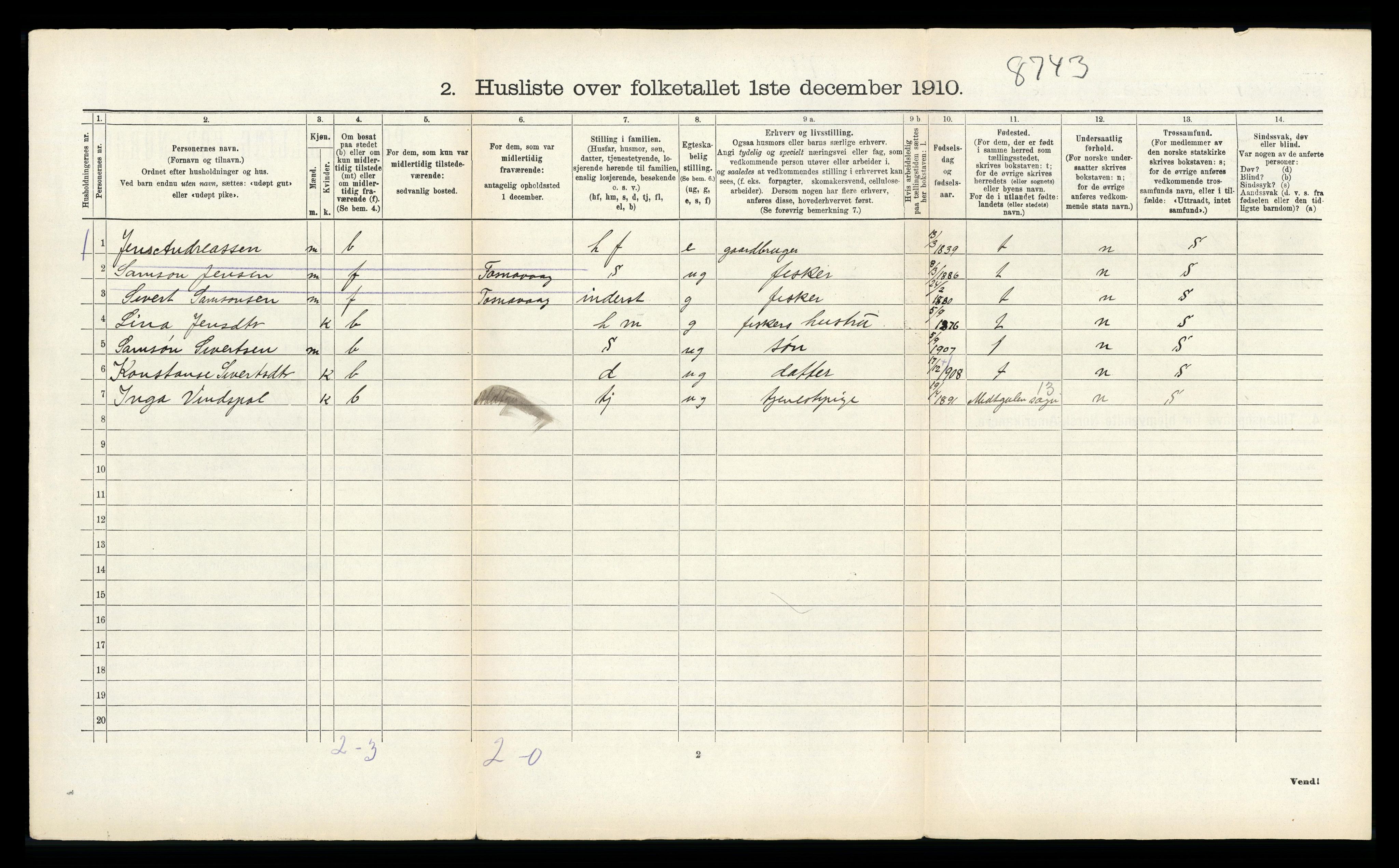 RA, 1910 census for Kinn, 1910, p. 157