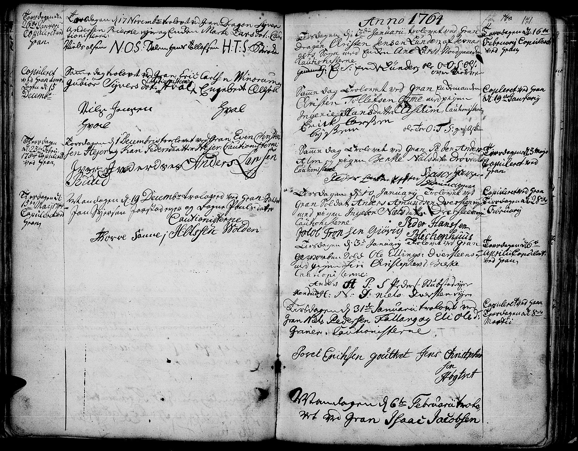 Gran prestekontor, SAH/PREST-112/H/Ha/Haa/L0004: Parish register (official) no. 4, 1759-1775, p. 171