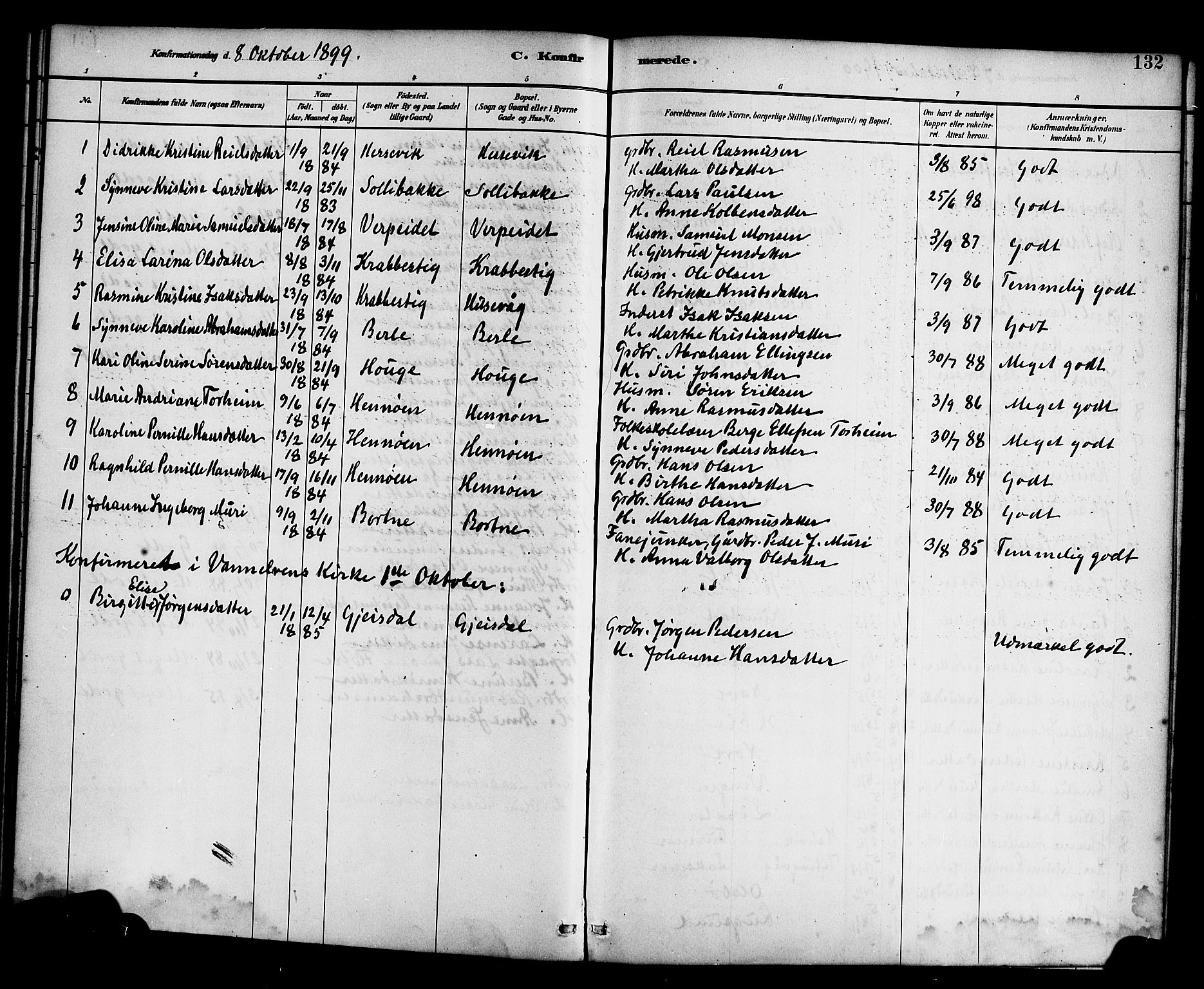 Davik sokneprestembete, SAB/A-79701/H/Haa/Haad/L0001: Parish register (official) no. D 1, 1882-1900, p. 132