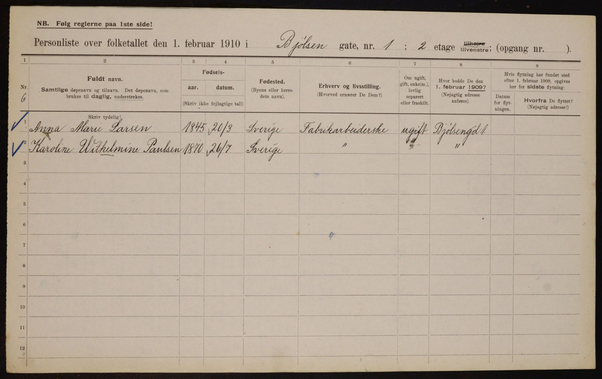 OBA, Municipal Census 1910 for Kristiania, 1910, p. 6235