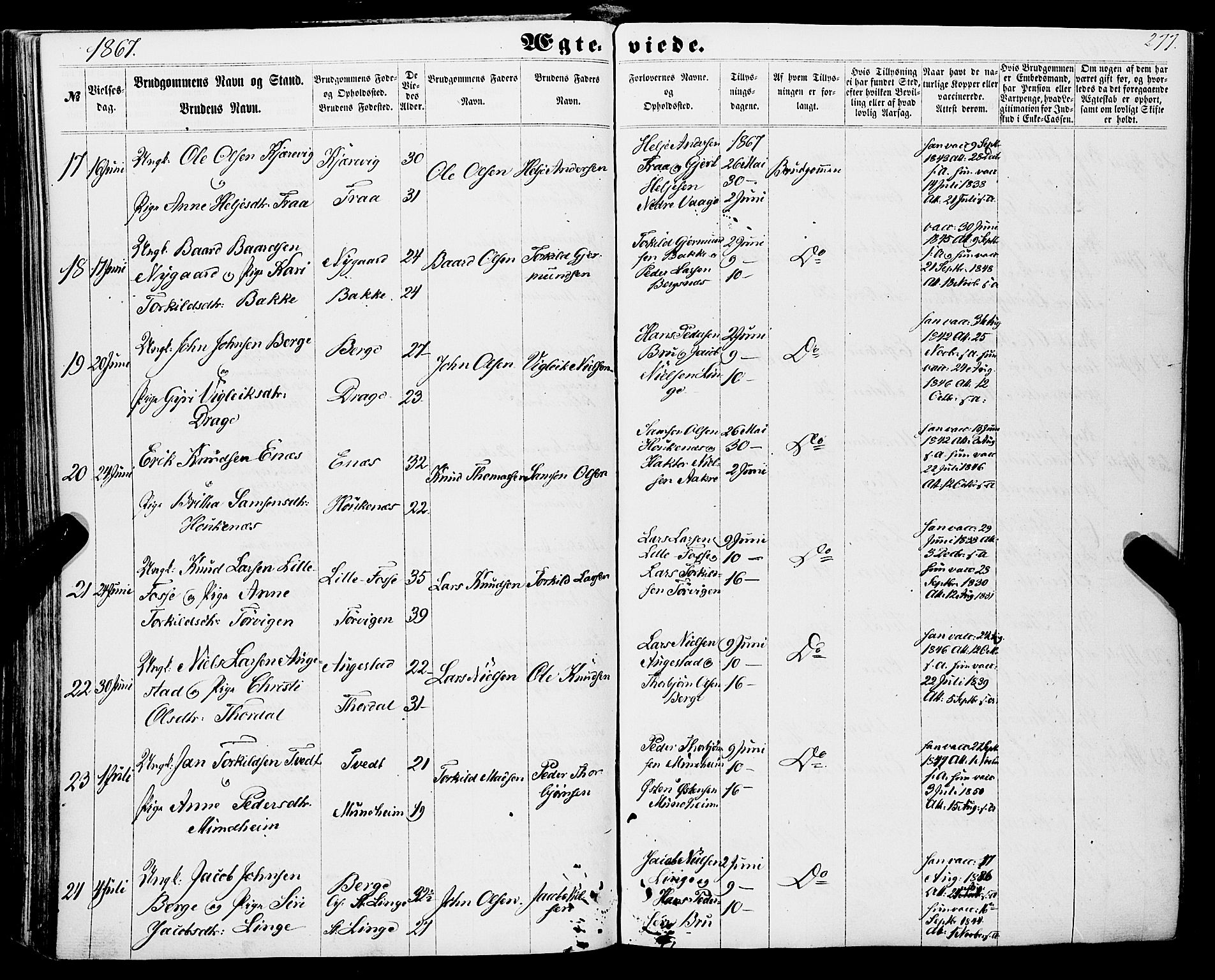 Strandebarm sokneprestembete, AV/SAB-A-78401/H/Haa: Parish register (official) no. A 8, 1858-1872, p. 277