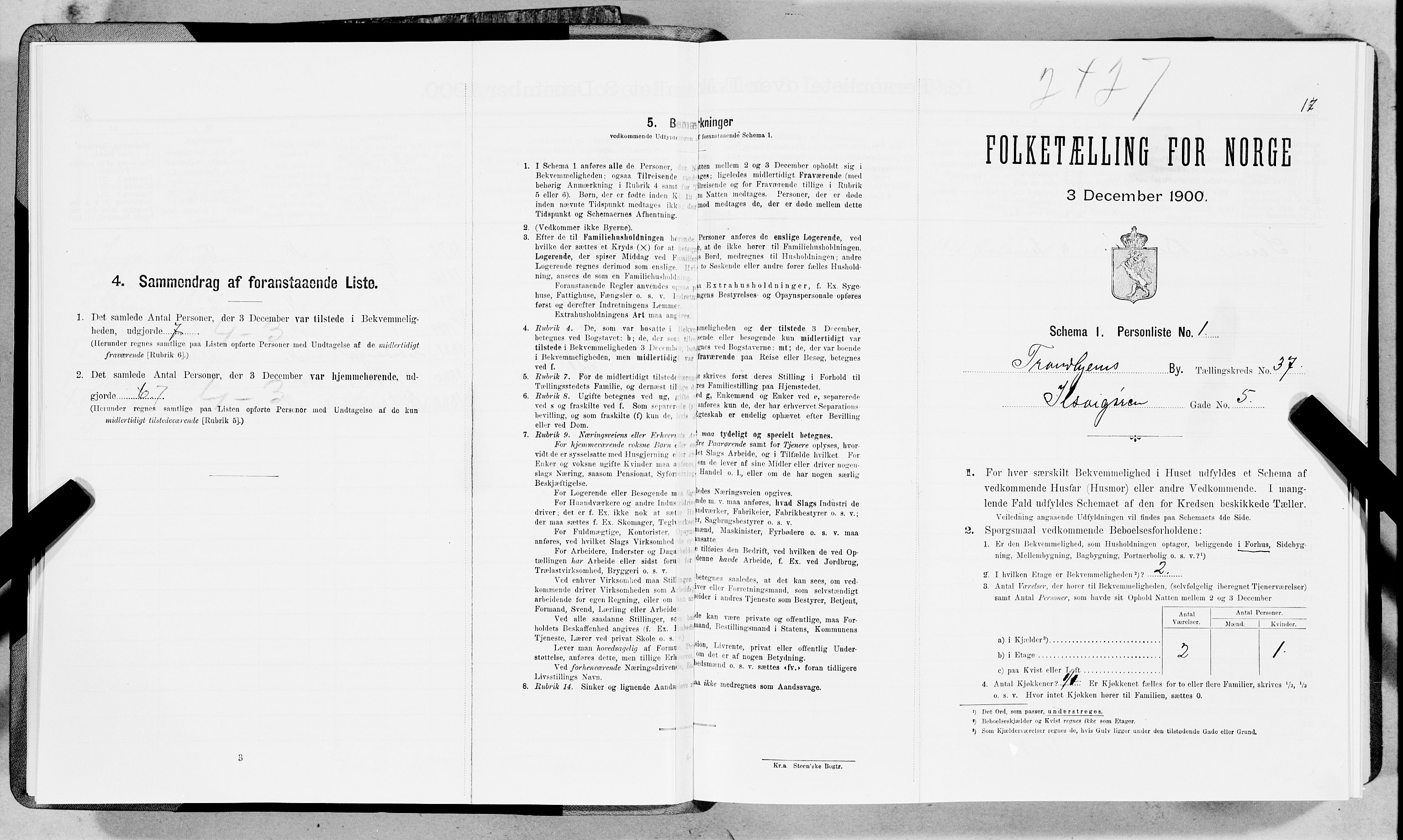 SAT, 1900 census for Trondheim, 1900, p. 6303