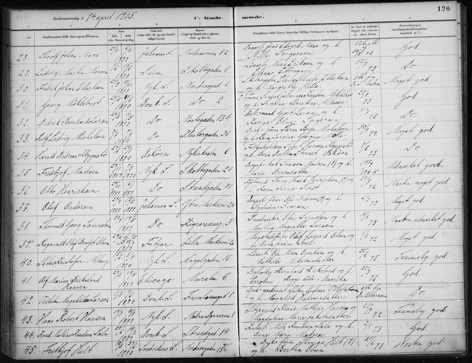 Nykirken Sokneprestembete, AV/SAB-A-77101/H/Haa/L0027: Parish register (official) no. C 6, 1886-1913, p. 120