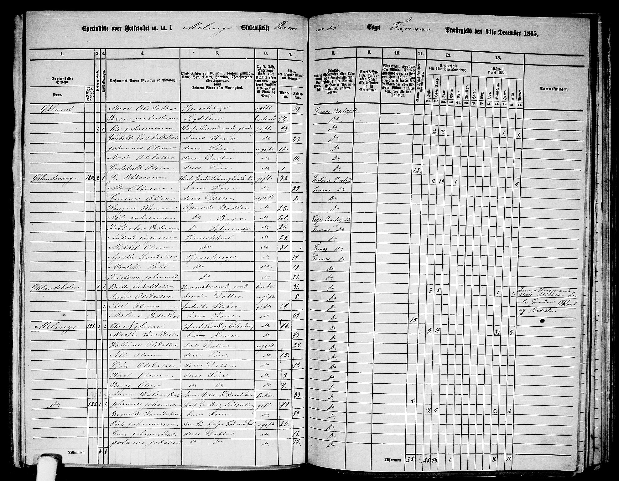 RA, 1865 census for Finnås, 1865, p. 119