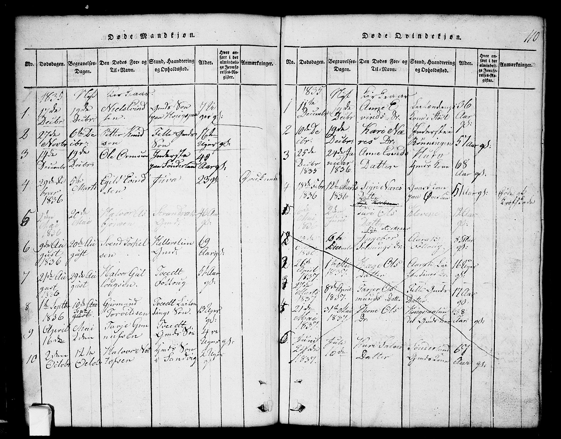 Nissedal kirkebøker, SAKO/A-288/G/Gb/L0001: Parish register (copy) no. II 1, 1814-1862, p. 110