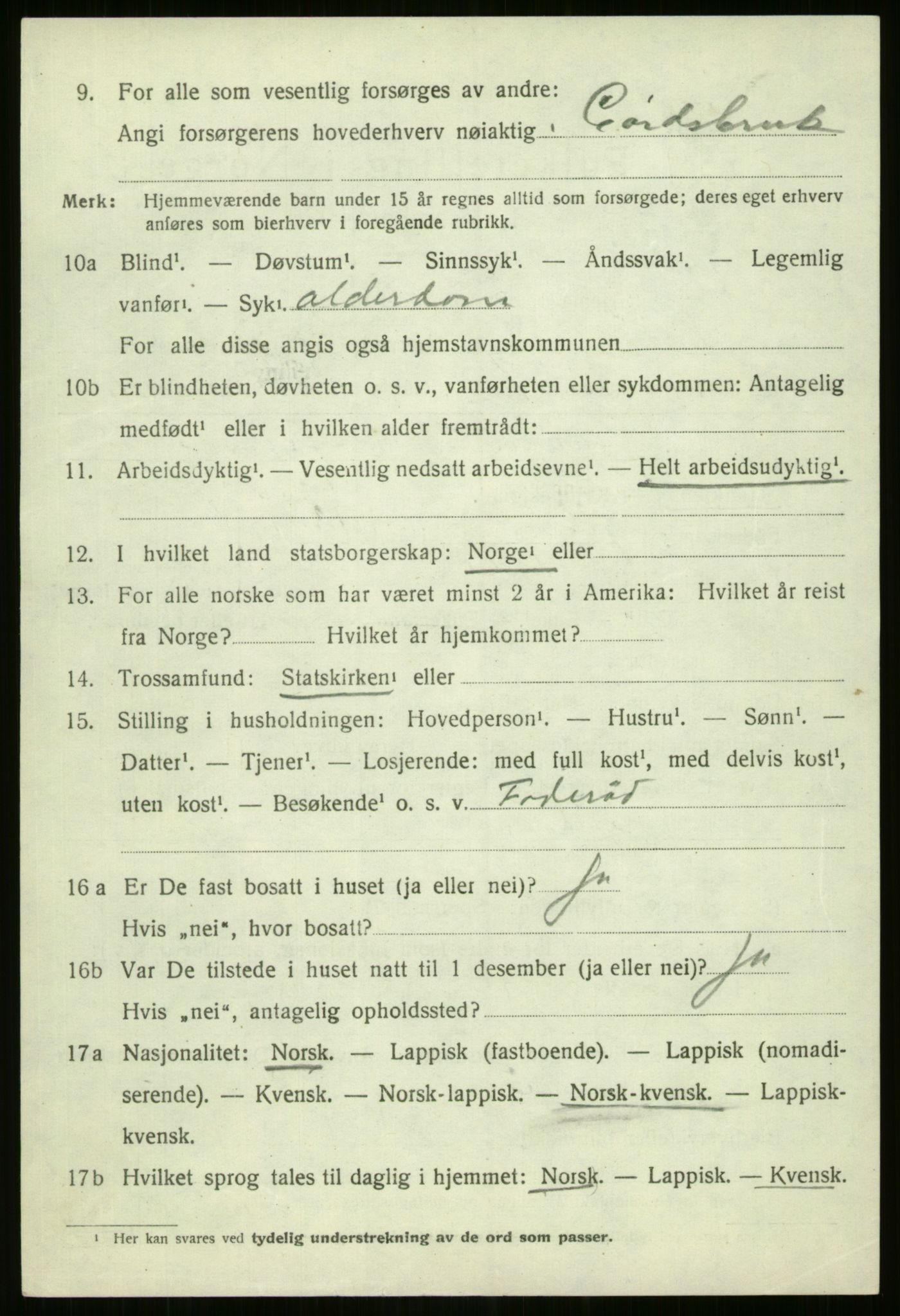 SATØ, 1920 census for Nordreisa, 1920, p. 2984