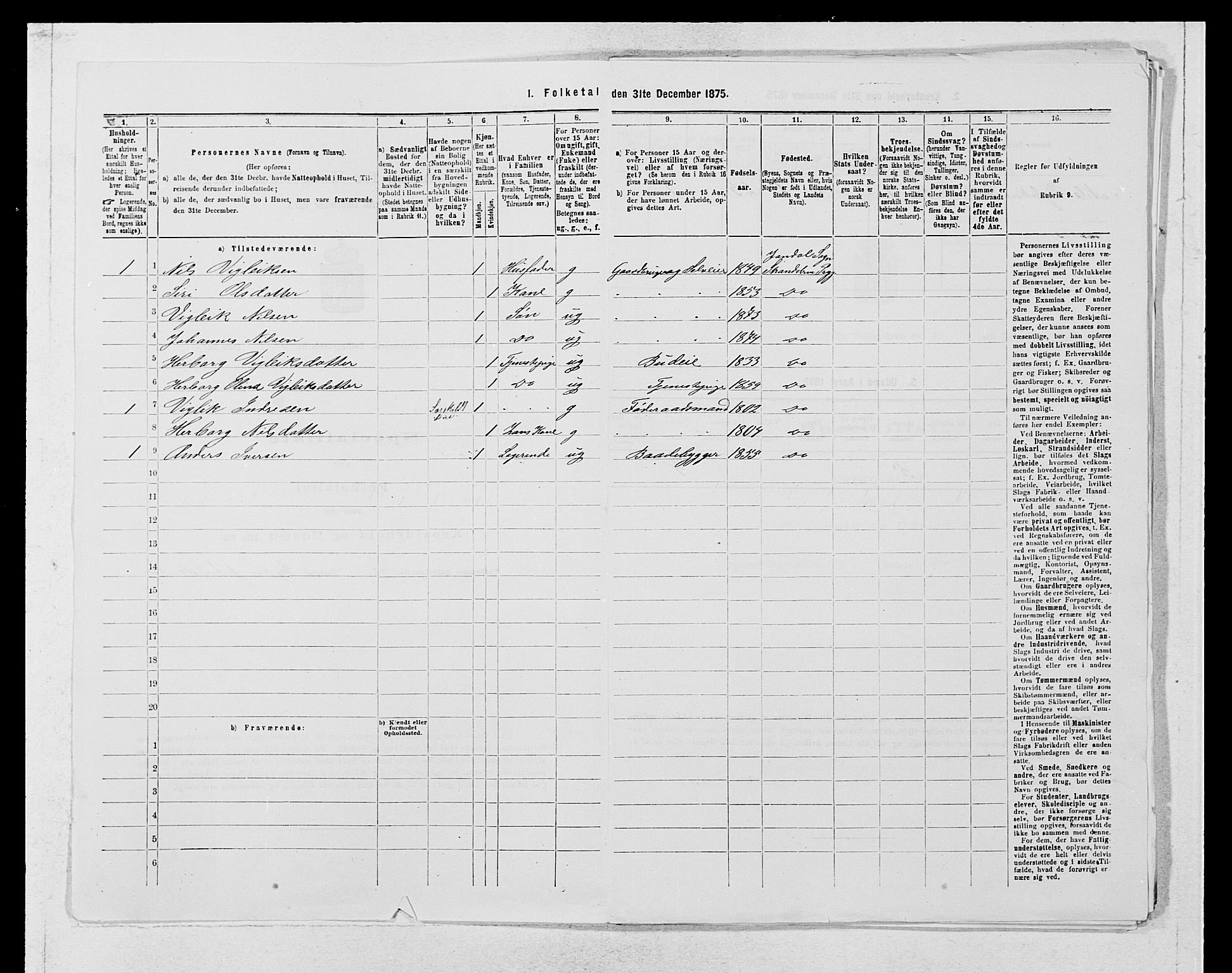 SAB, 1875 census for 1226P Strandebarm, 1875, p. 753