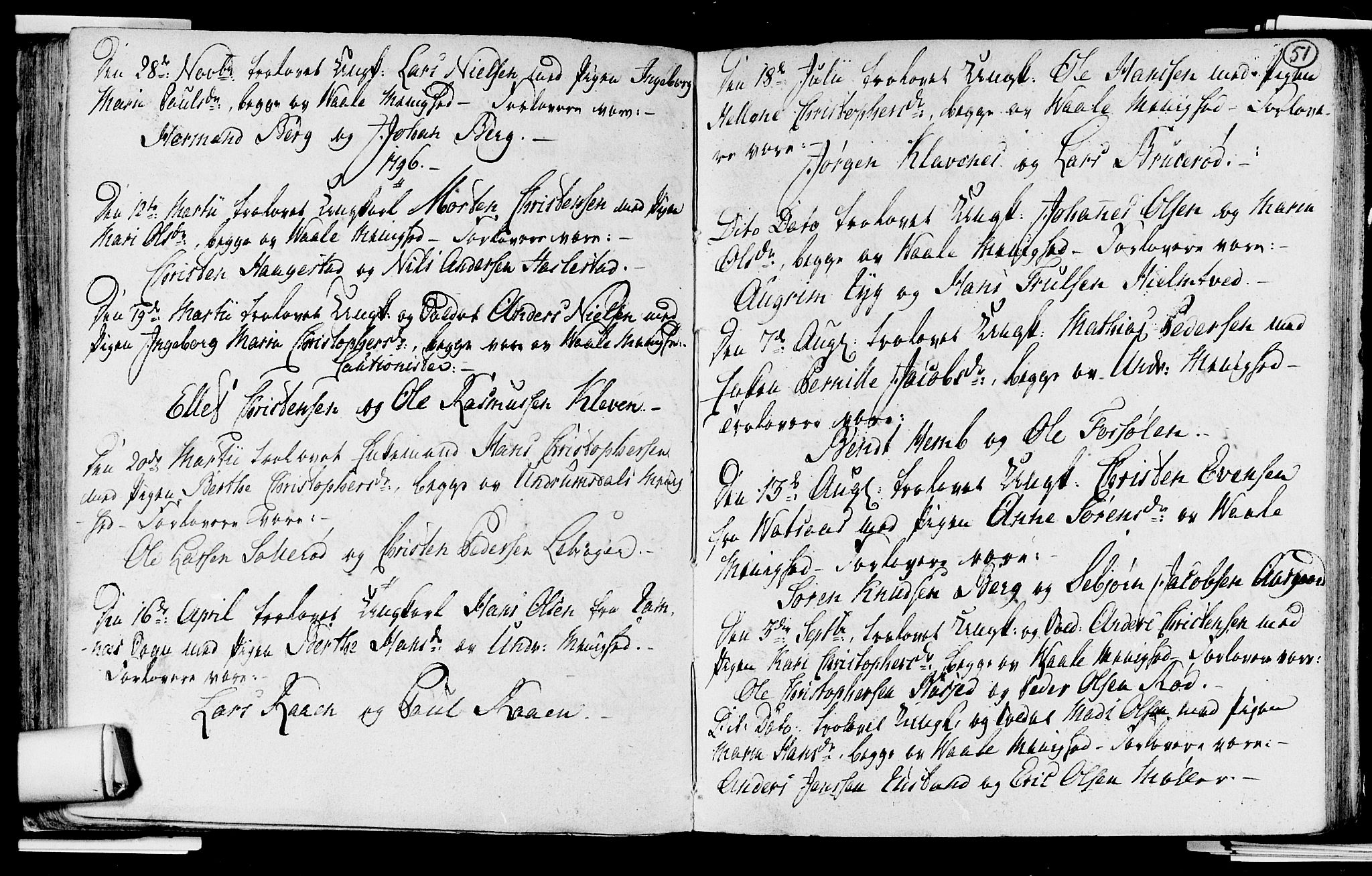 Våle kirkebøker, AV/SAKO-A-334/H/Hb/L0002: Best man's statements no. 2, 1756-1799, p. 51