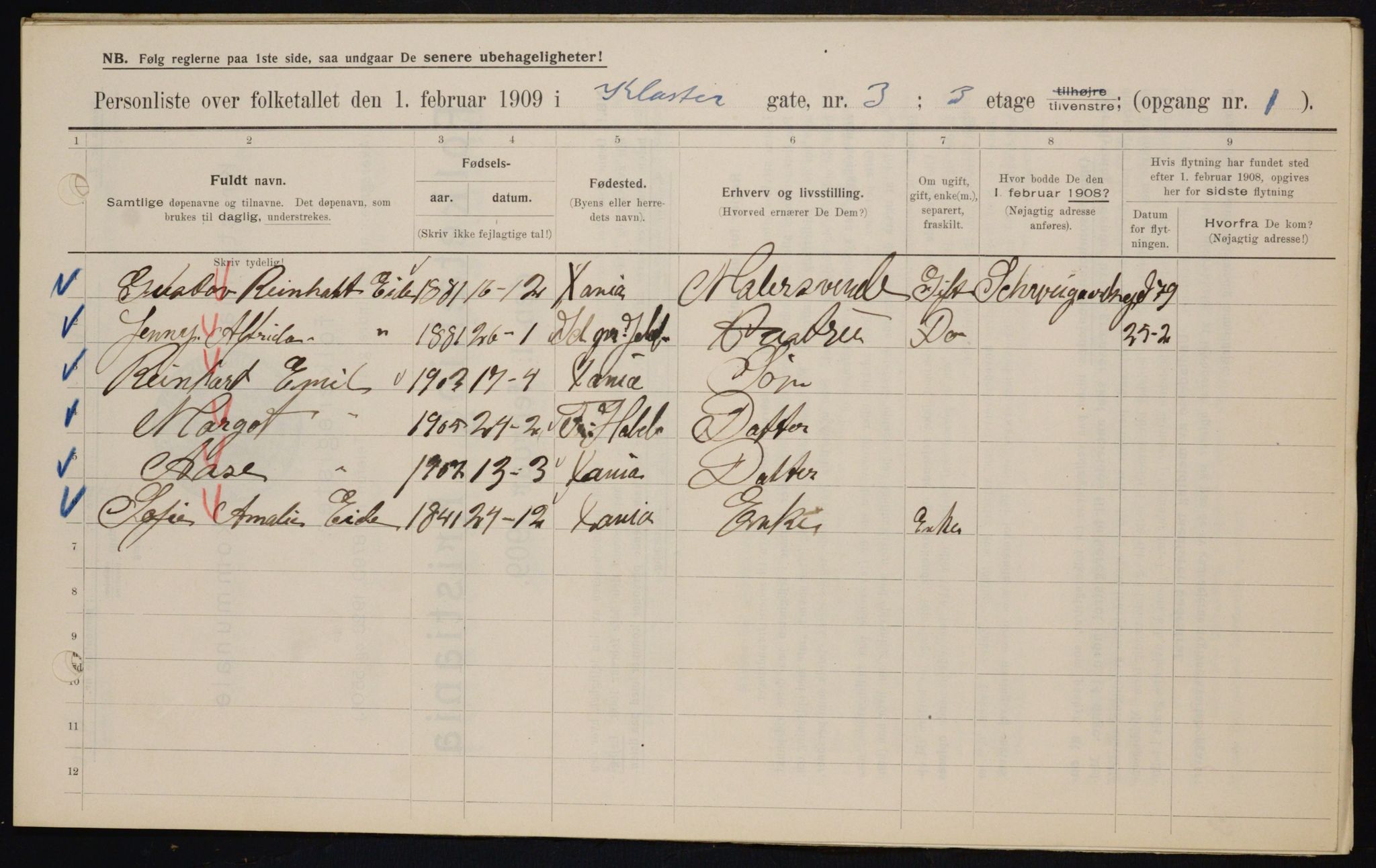 OBA, Municipal Census 1909 for Kristiania, 1909, p. 47779