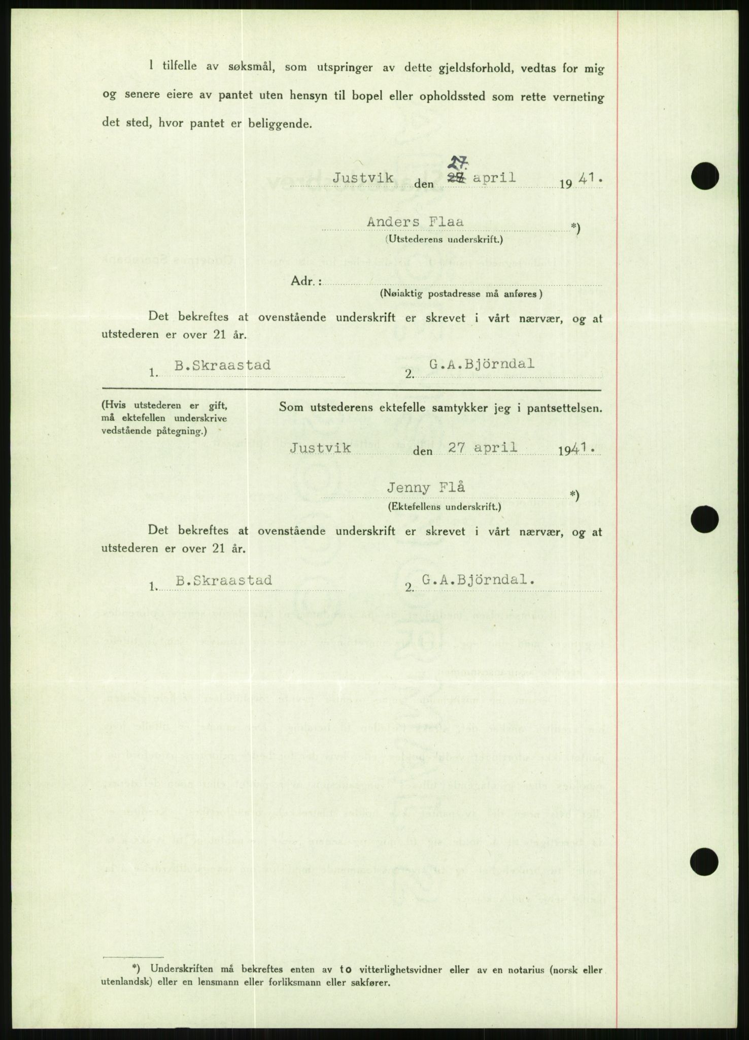 Torridal sorenskriveri, SAK/1221-0012/G/Gb/Gbb/L0008: Mortgage book no. 52b, 1940-1942, Diary no: : 488/1941
