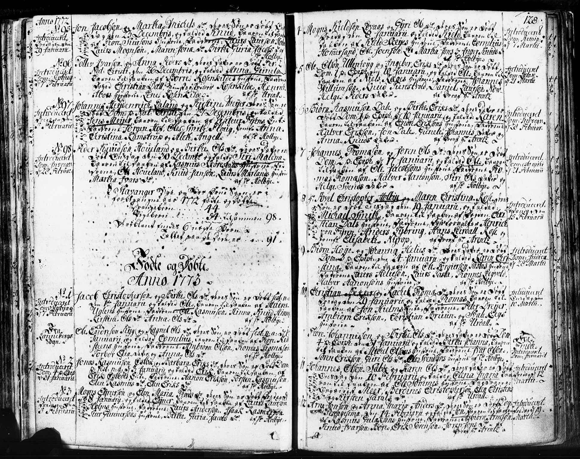 Domkirken sokneprestkontor, SAST/A-101812/001/30/30BB/L0004: Parish register (copy) no. B 4, 1752-1790, p. 128