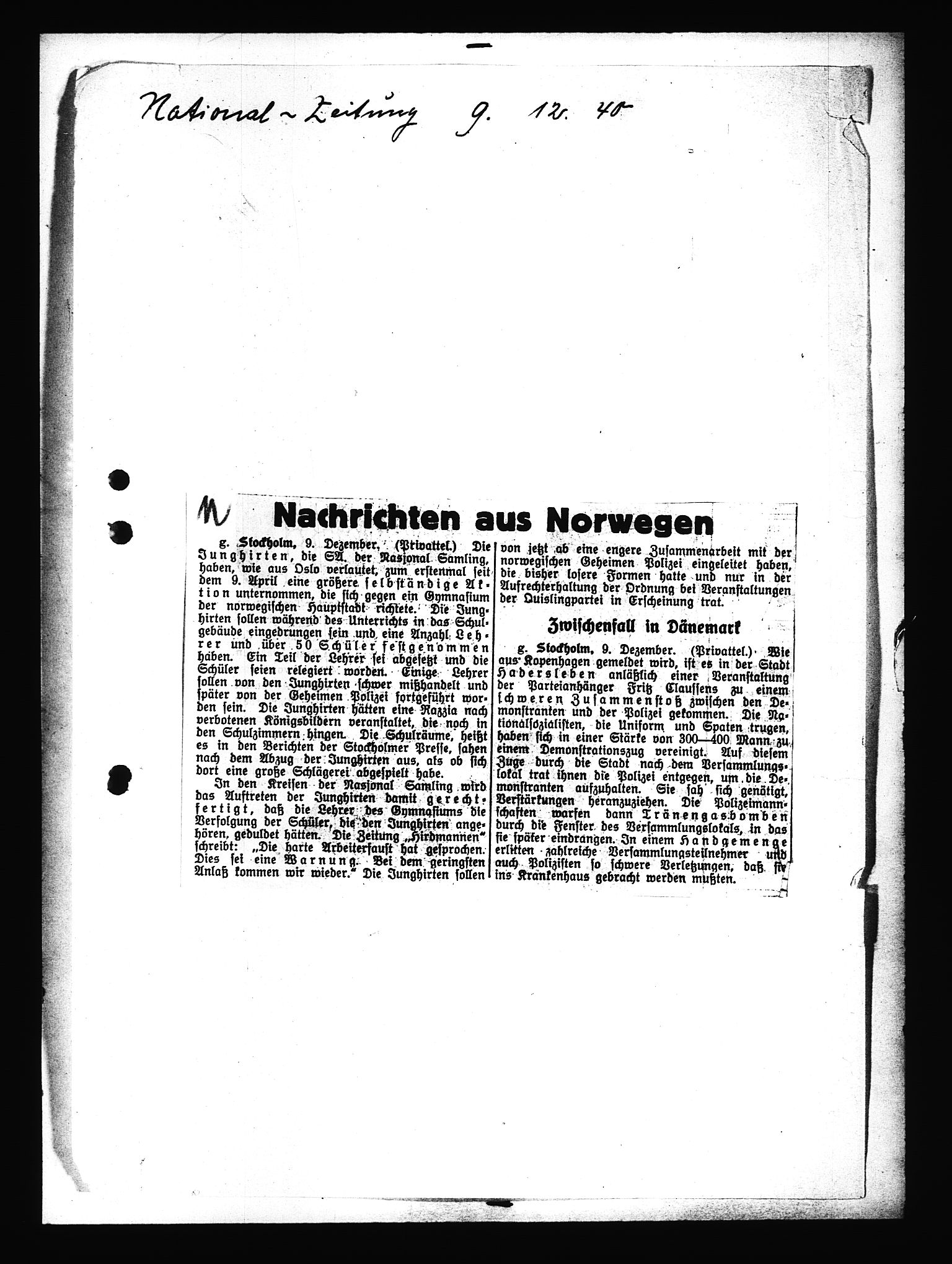 Documents Section, RA/RAFA-2200/V/L0091: Amerikansk mikrofilm "Captured German Documents".
Box No. 953.  FKA jnr. 59/1955., 1935-1942, p. 553