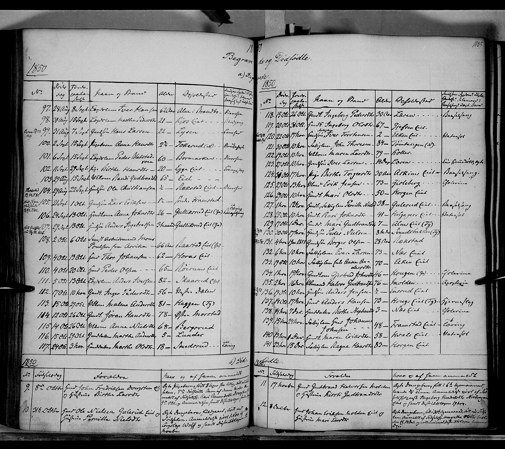 Gran prestekontor, SAH/PREST-112/H/Ha/Haa/L0011: Parish register (official) no. 11, 1842-1856, p. 1084-1085