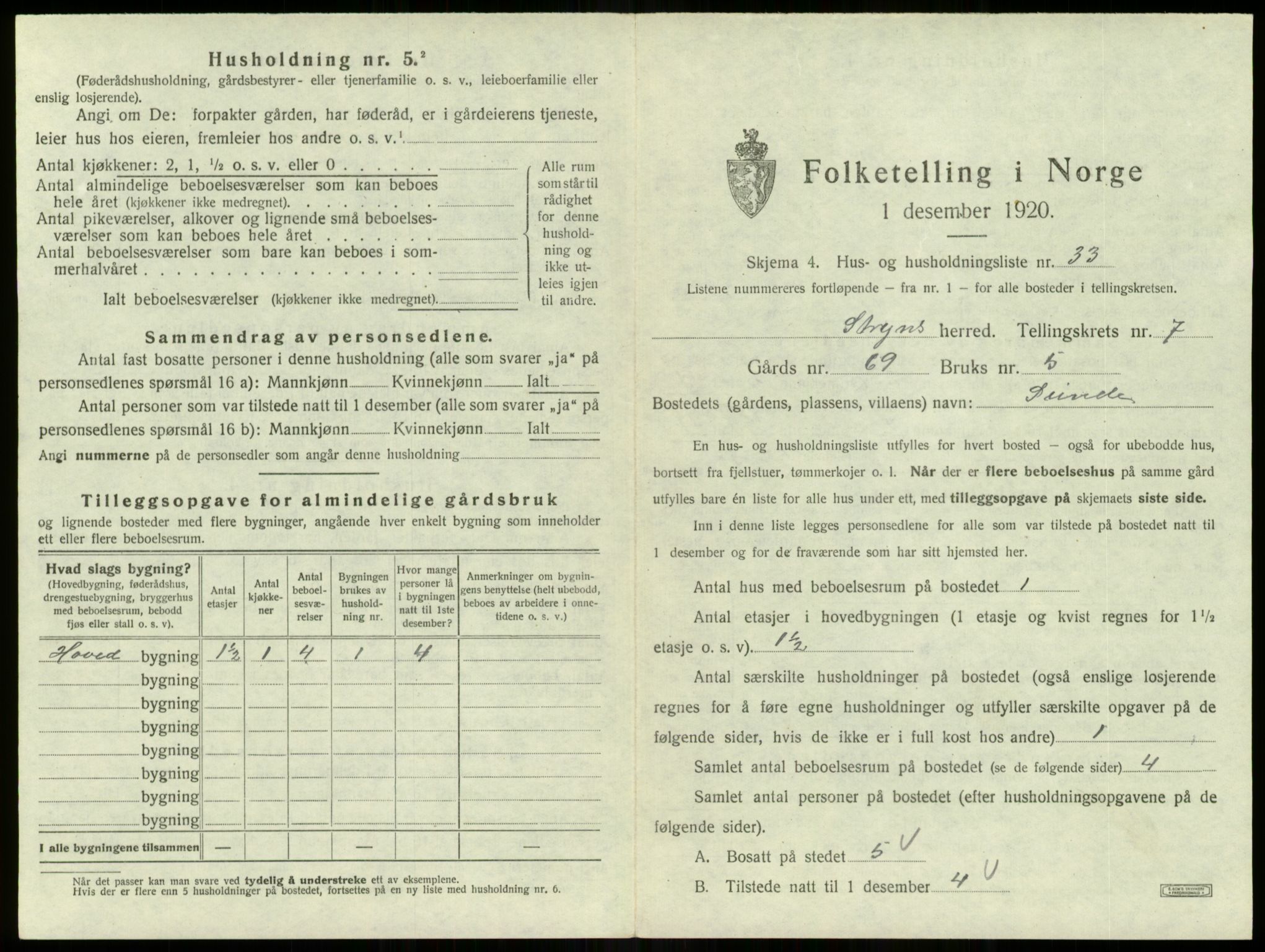 SAB, 1920 census for Stryn, 1920, p. 461