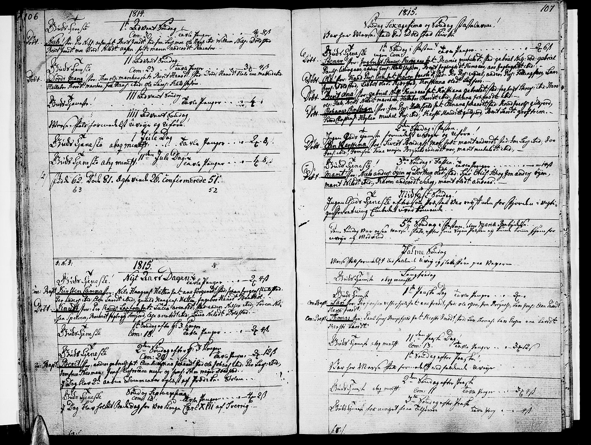 Ministerialprotokoller, klokkerbøker og fødselsregistre - Nordland, SAT/A-1459/820/L0287: Parish register (official) no. 820A08, 1800-1819, p. 106-107