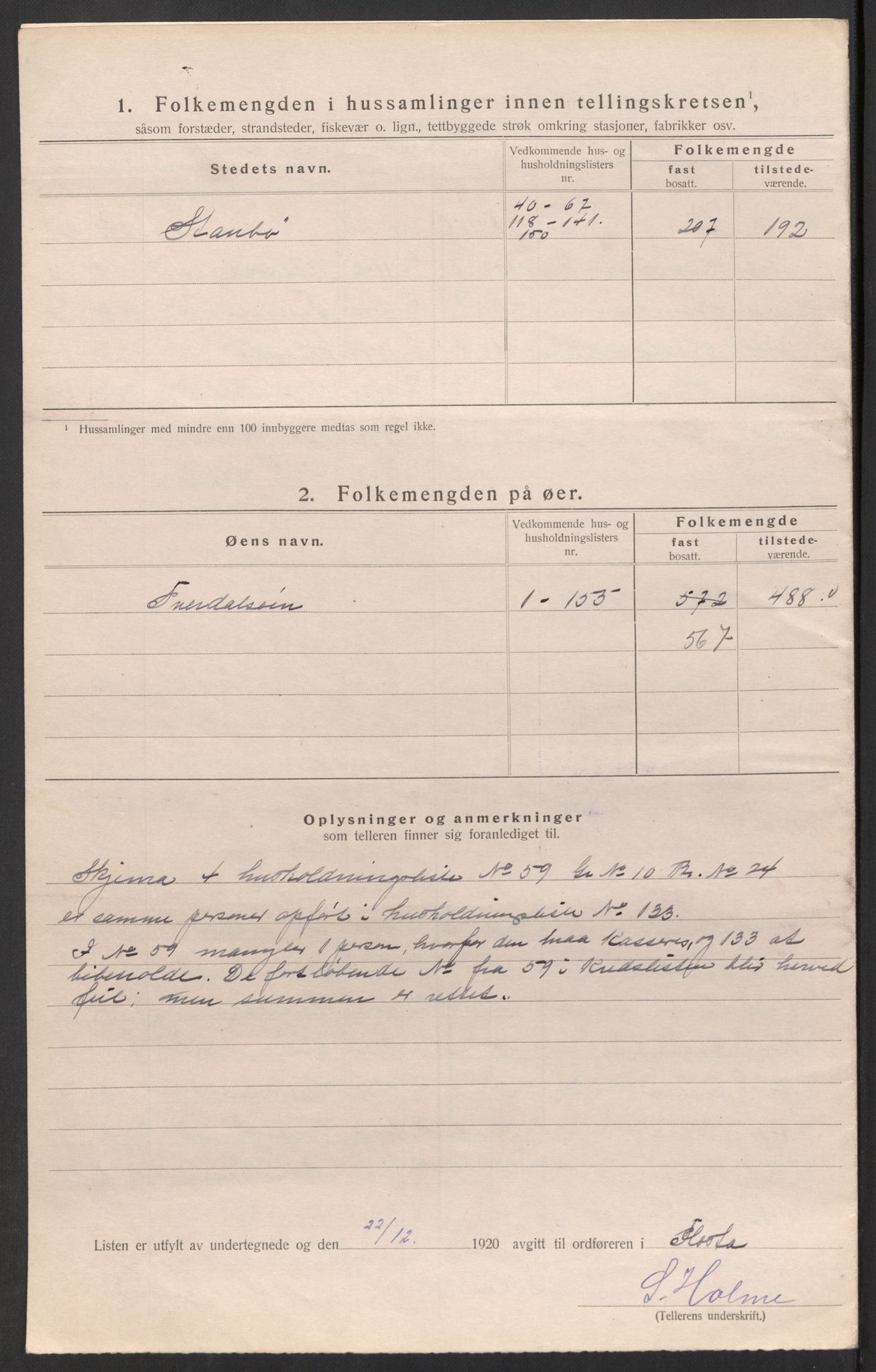 SAK, 1920 census for Flosta, 1920, p. 20