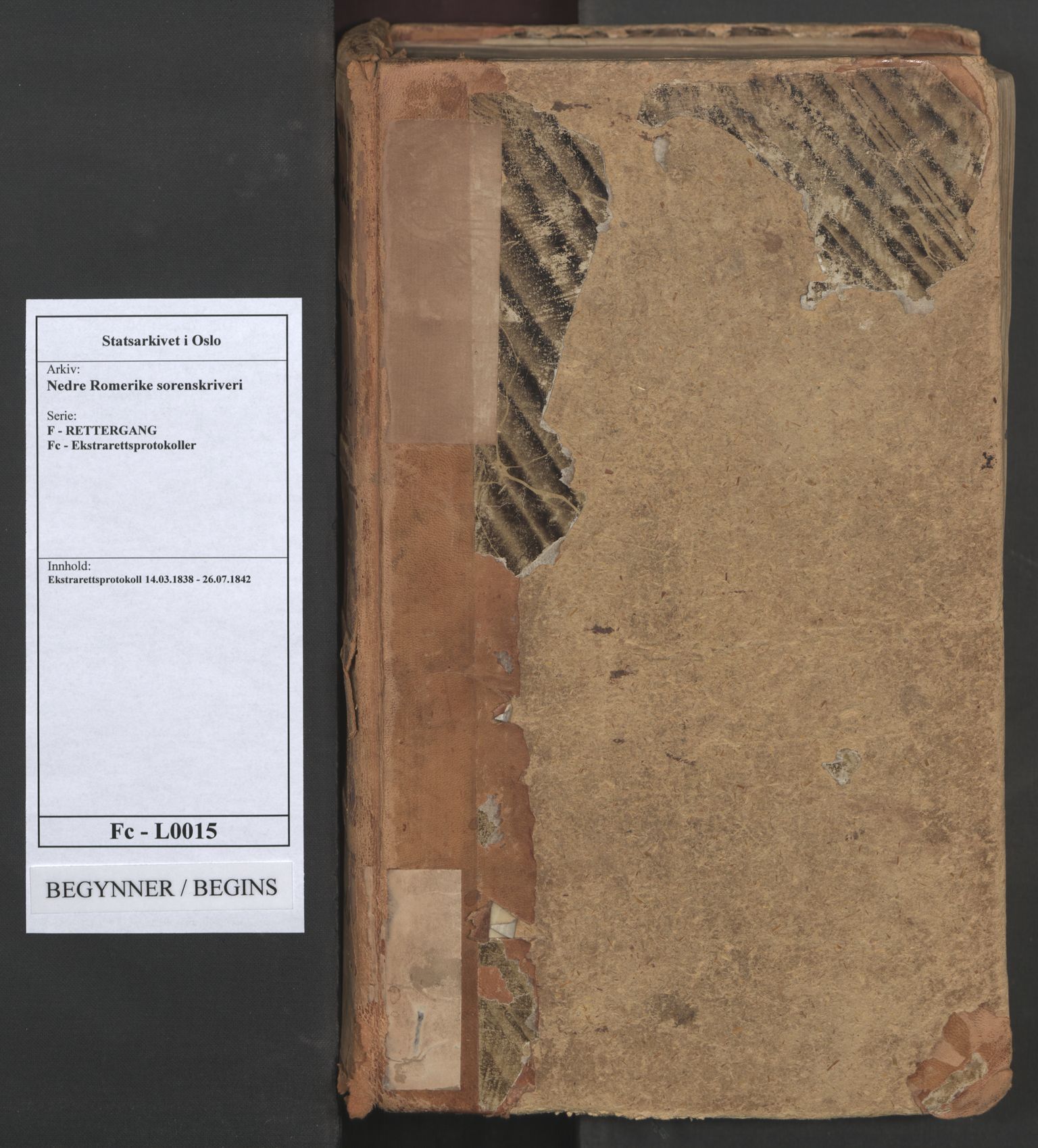 Nedre Romerike sorenskriveri, SAO/A-10469/F/Fc/L0015: Ekstrarettsprotokoll, 1838-1842