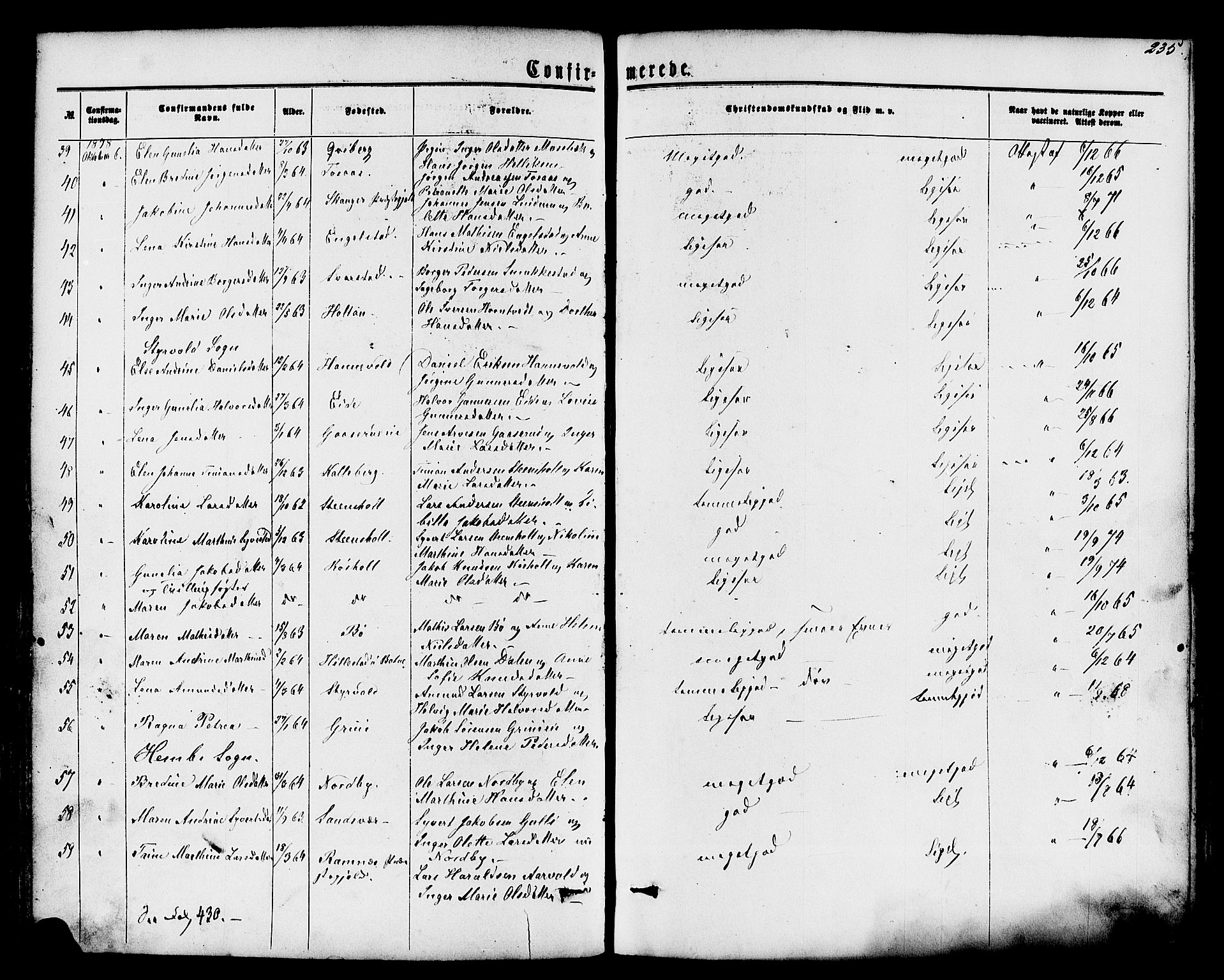 Lardal kirkebøker, AV/SAKO-A-350/F/Fa/L0007: Parish register (official) no. I 7, 1861-1880, p. 235