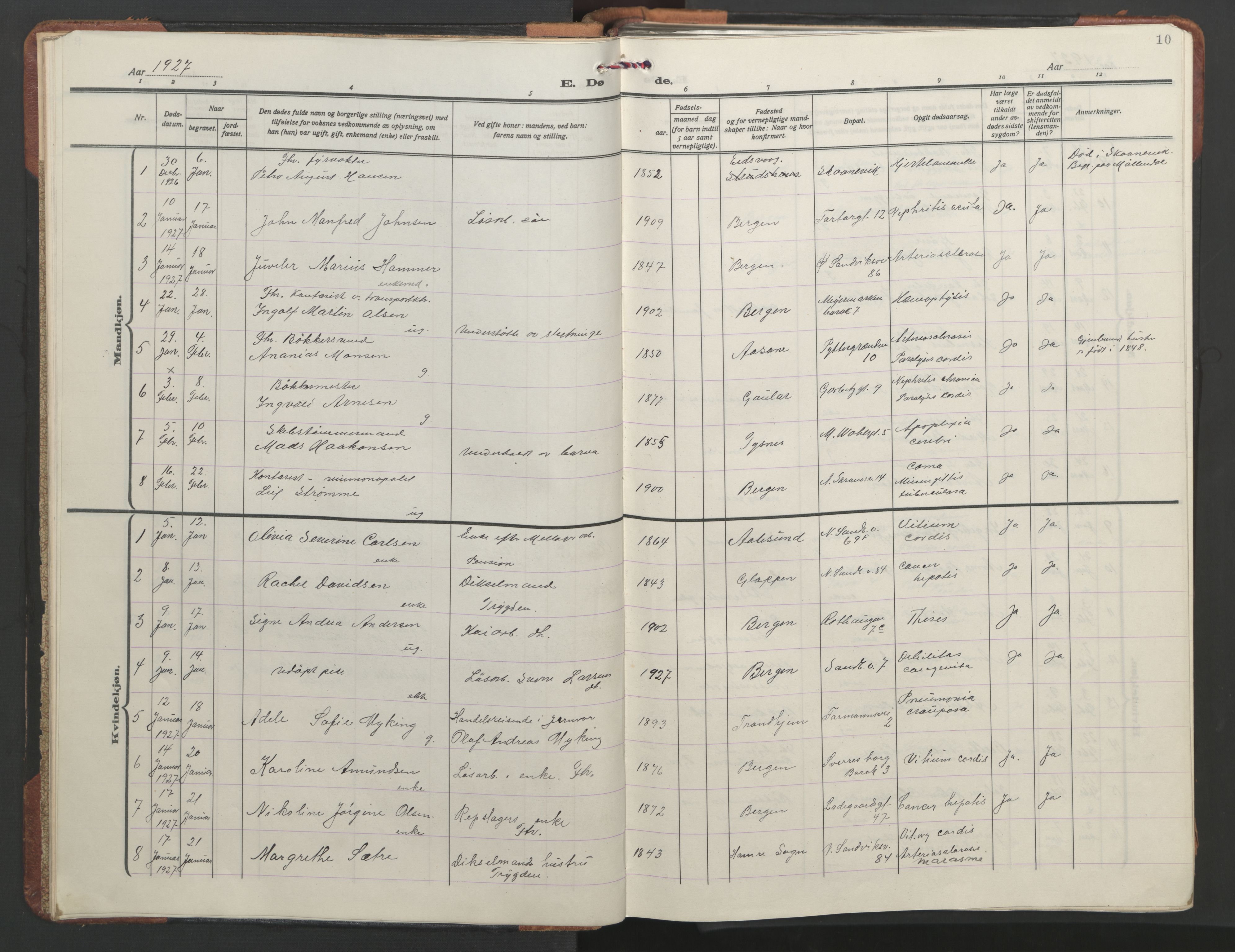 Sandviken Sokneprestembete, AV/SAB-A-77601/H/Hb/L0018: Parish register (copy) no. E 2, 1926-1962, p. 9b-10a