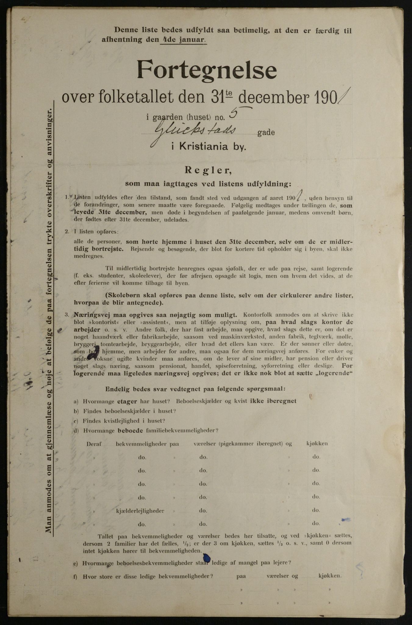 OBA, Municipal Census 1901 for Kristiania, 1901, p. 4718