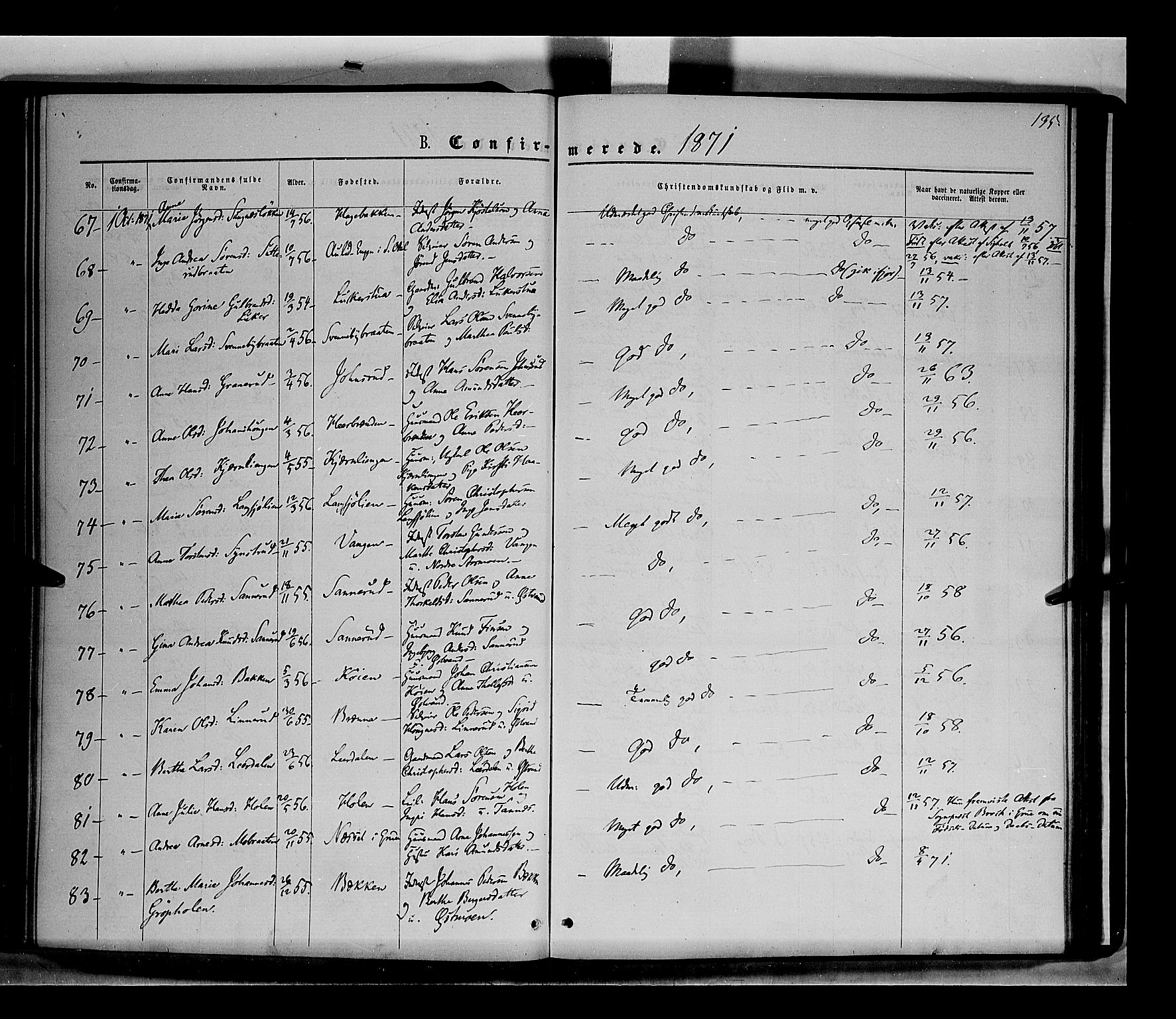 Nord-Odal prestekontor, AV/SAH-PREST-032/H/Ha/Haa/L0004: Parish register (official) no. 4, 1866-1873, p. 135