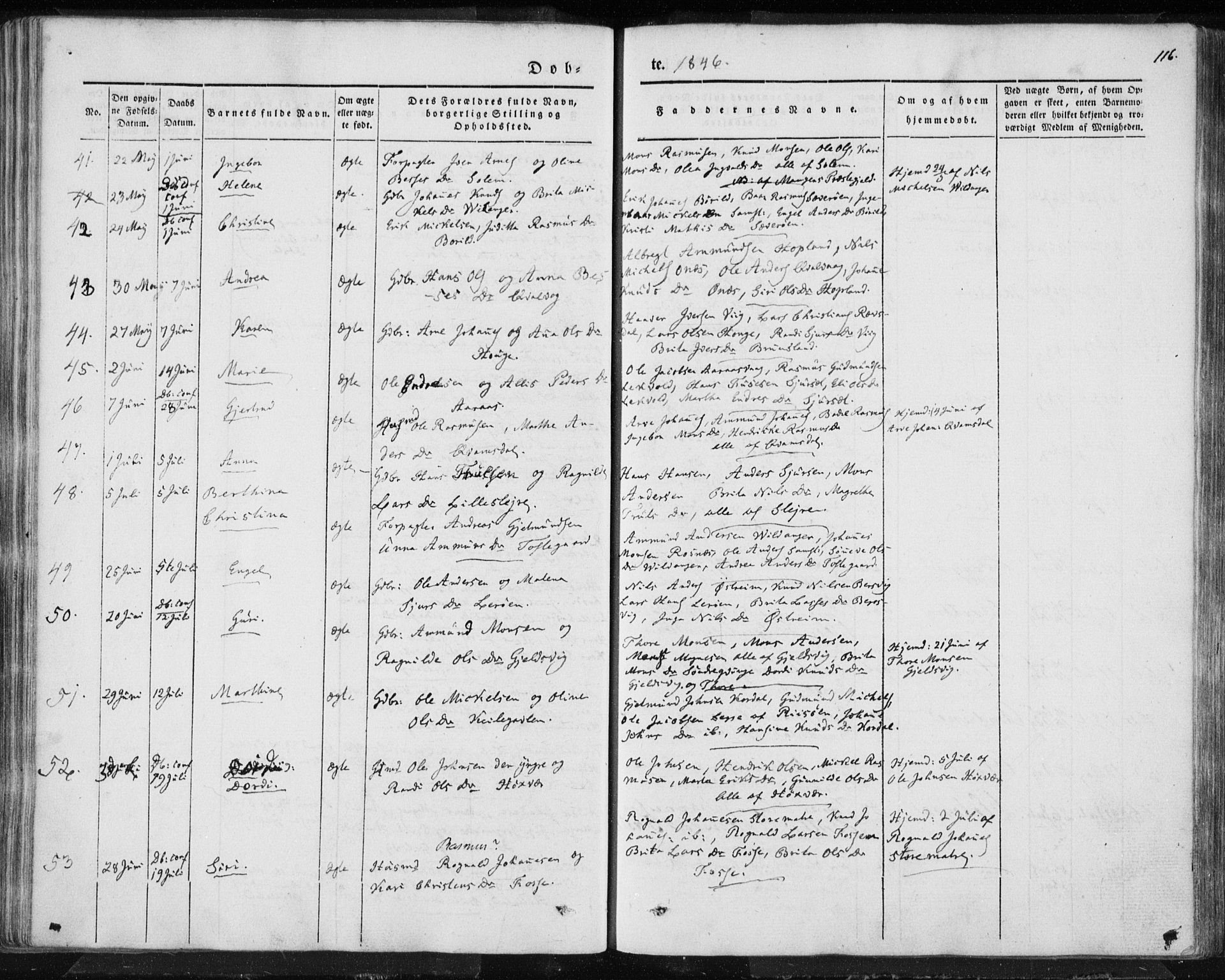 Lindås Sokneprestembete, AV/SAB-A-76701/H/Haa/Haaa/L0010: Parish register (official) no. A 10, 1842-1862, p. 116